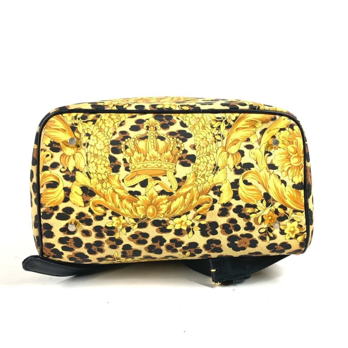 Versace Black Yellow Pvc Leather Backpack (Pre-Owned)
