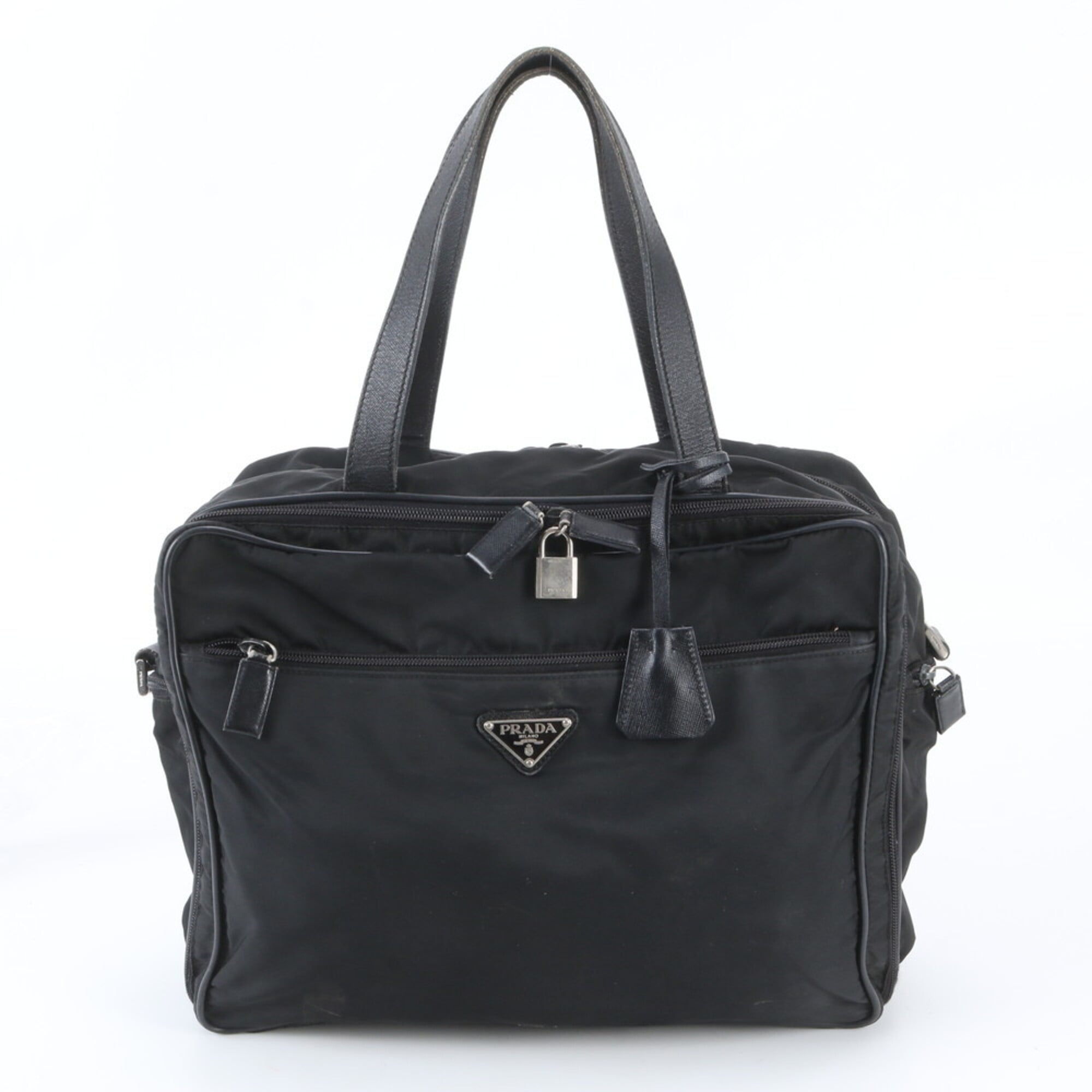 Prada Black Leather Nylon Tote Bag (Pre-Owned)