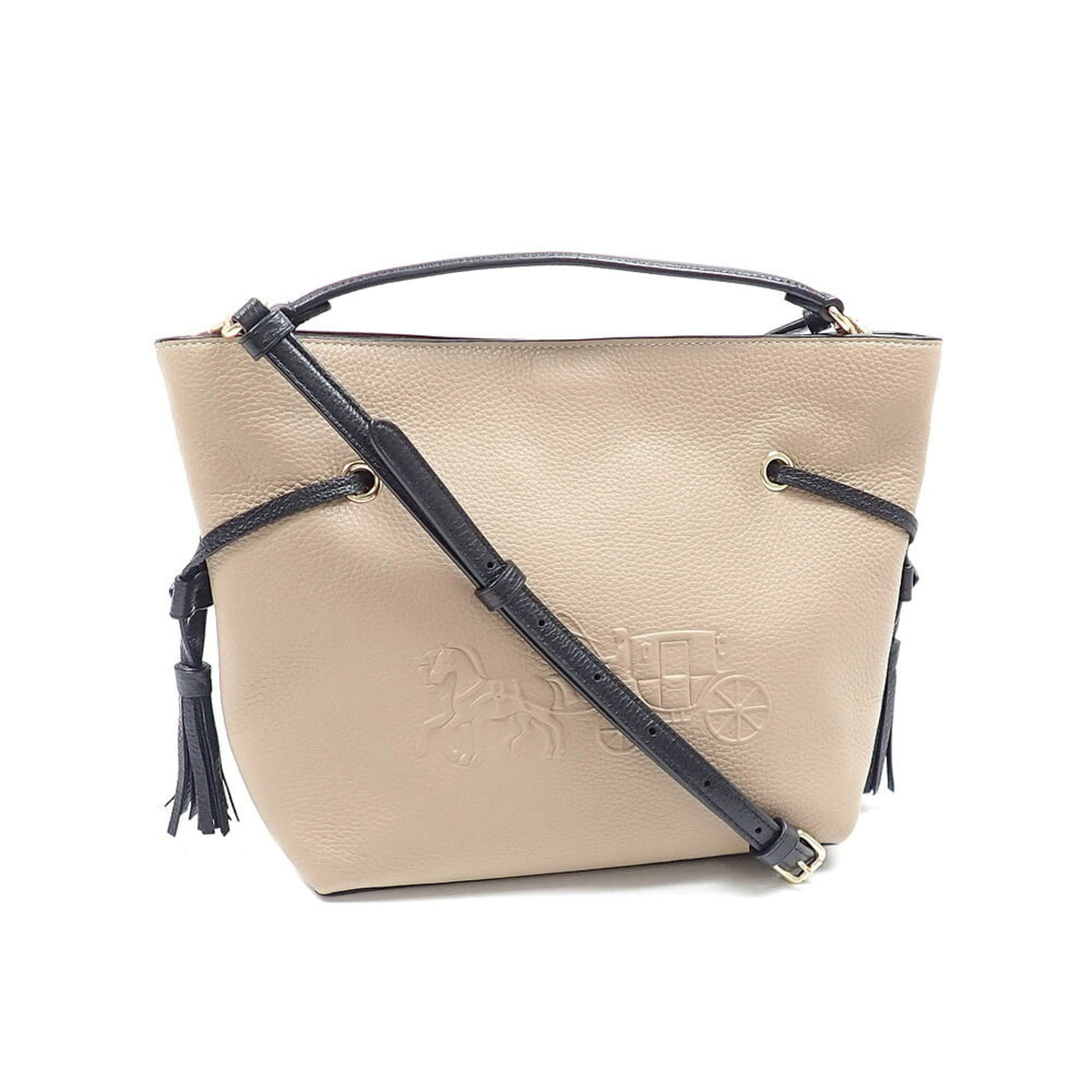 Coach Beige Leather Shoulder Bag (Pre-Owned)