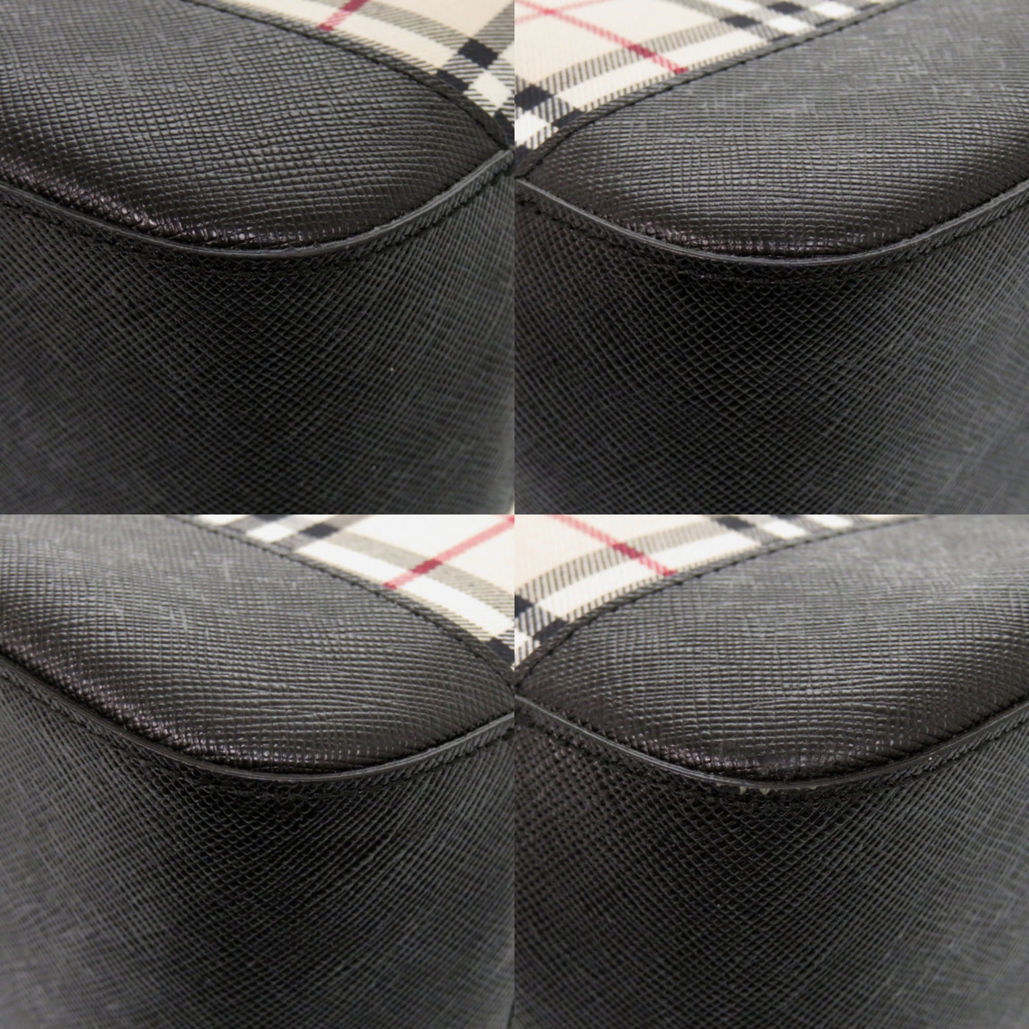 Burberry Beige Black Canvas Handbag (Pre-Owned)