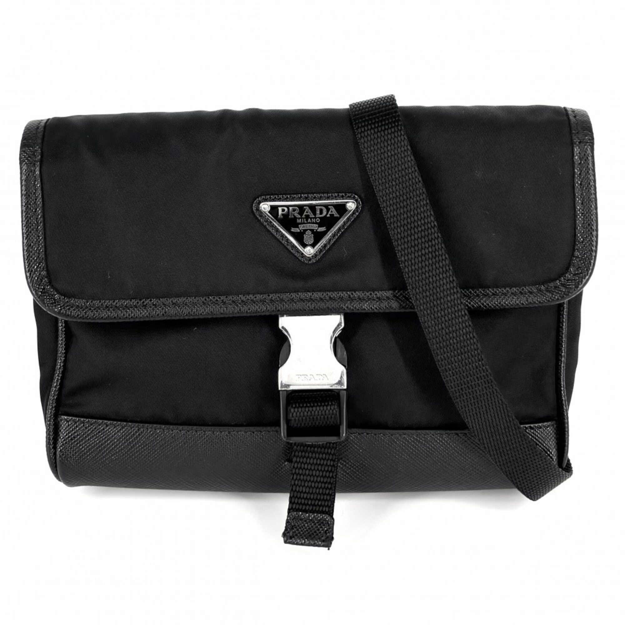 Prada Black Nylon Pochette Shoulder Bag (Pre-Owned)