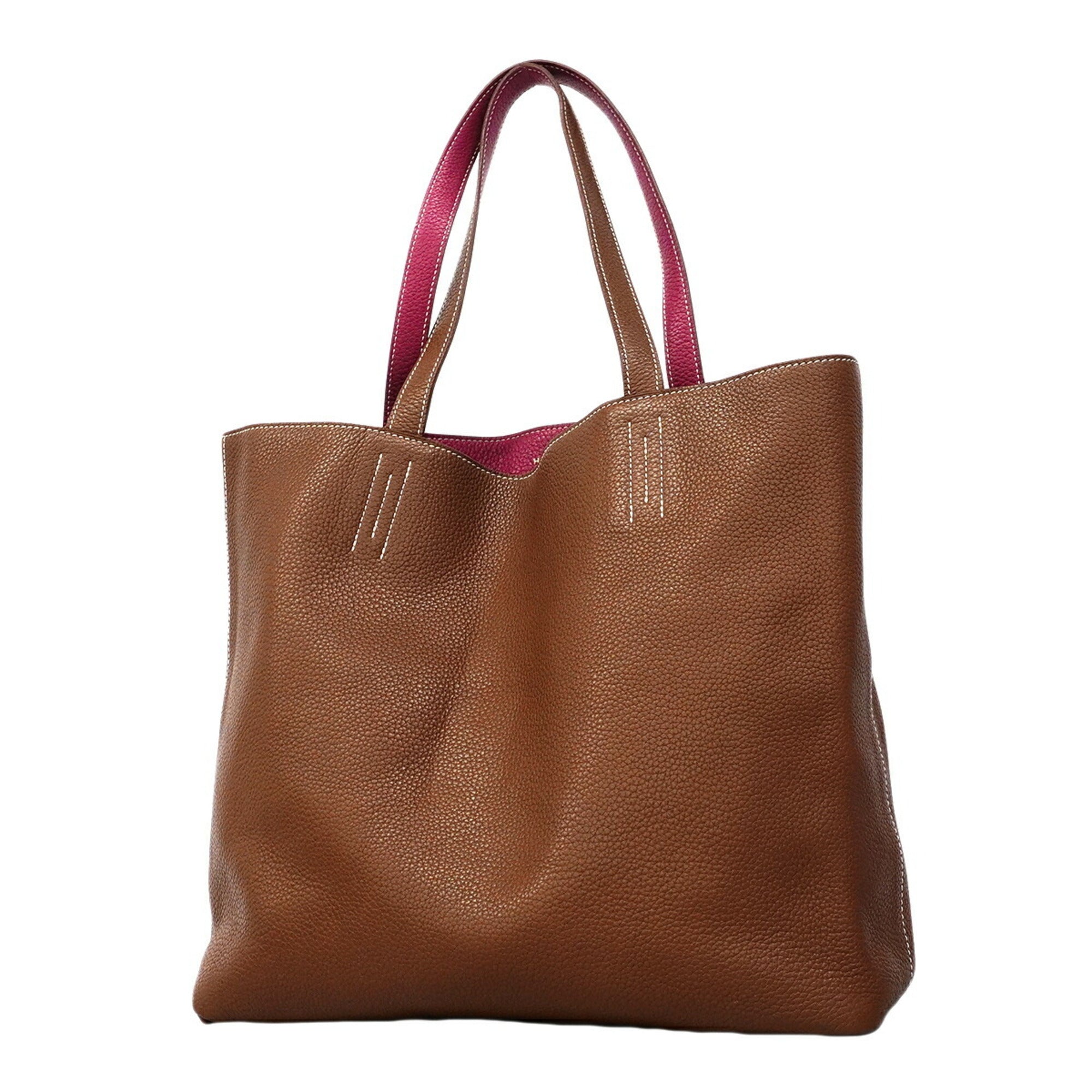 Hermes Marron Tosca Taurillon Clemence Leather Tote Bag (Pre-Owned)