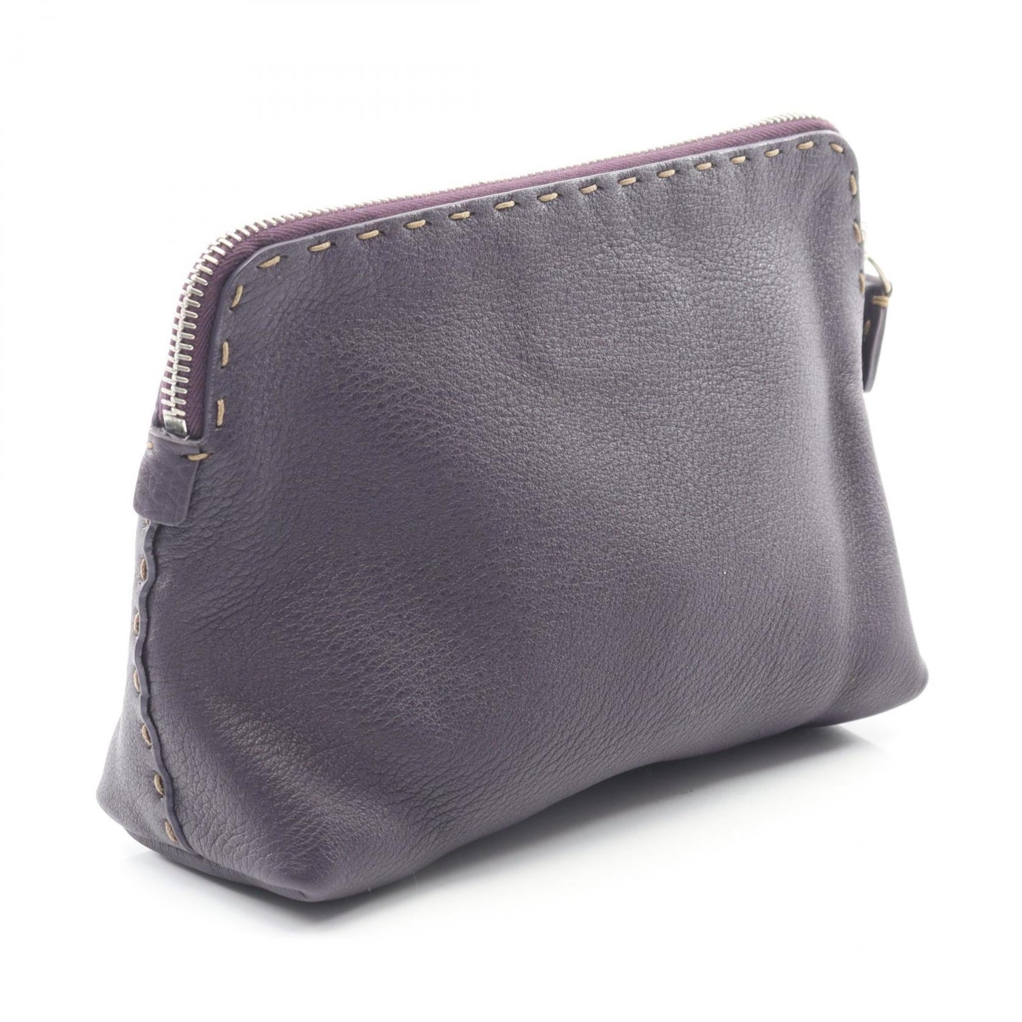 Fendi Purple Leather Pouch (Pre-Owned)