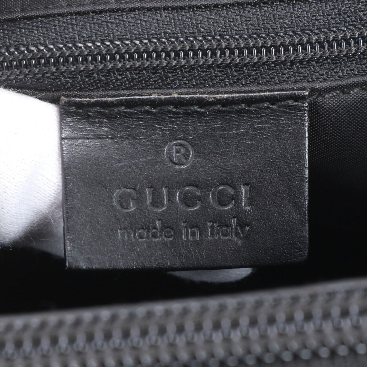 Gucci Black Leather Nylon Handbag Shoulder Bag Tote Bag (Pre-Owned)