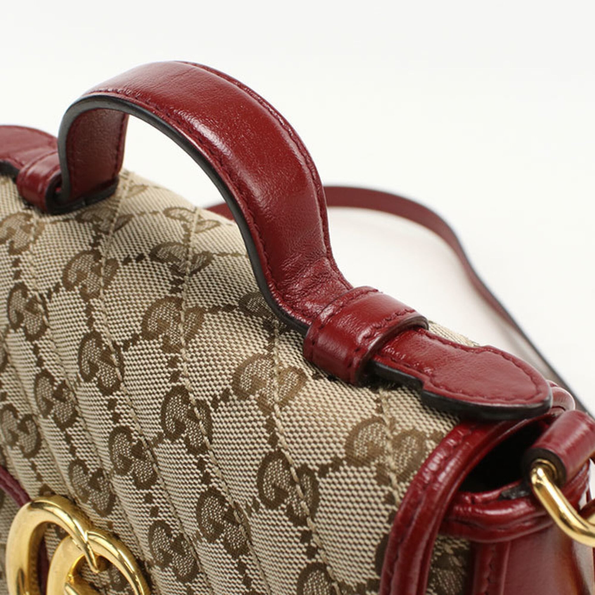 Gucci Beige Gg Canvas Leather Handbag (Pre-Owned)