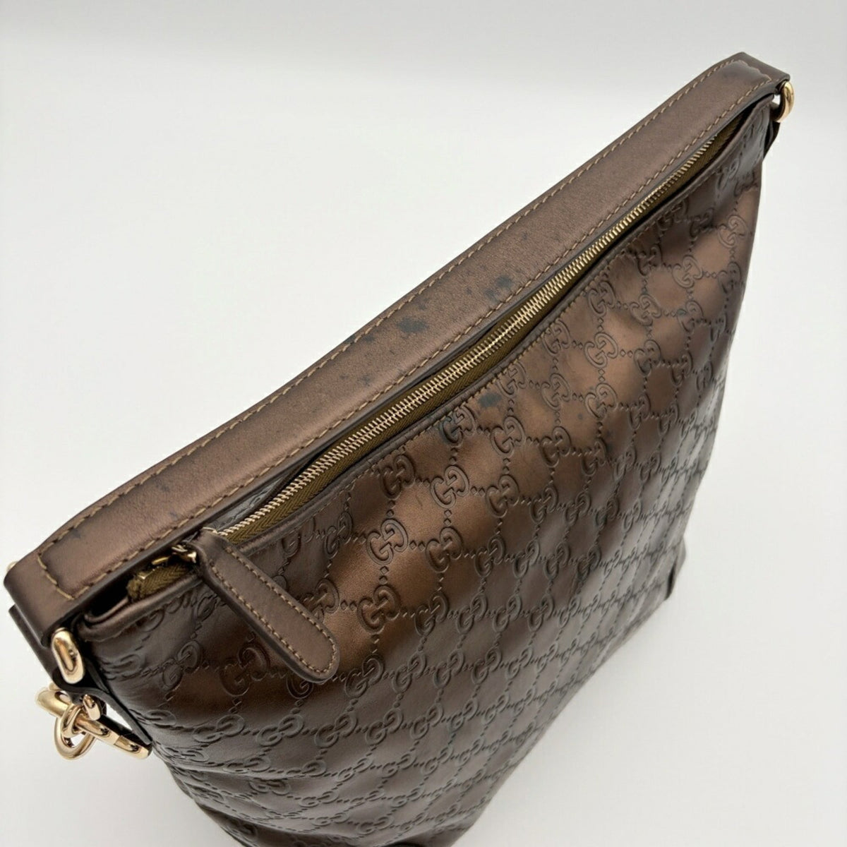 Gucci Bronze Leather Shoulder Bag (Pre-Owned)