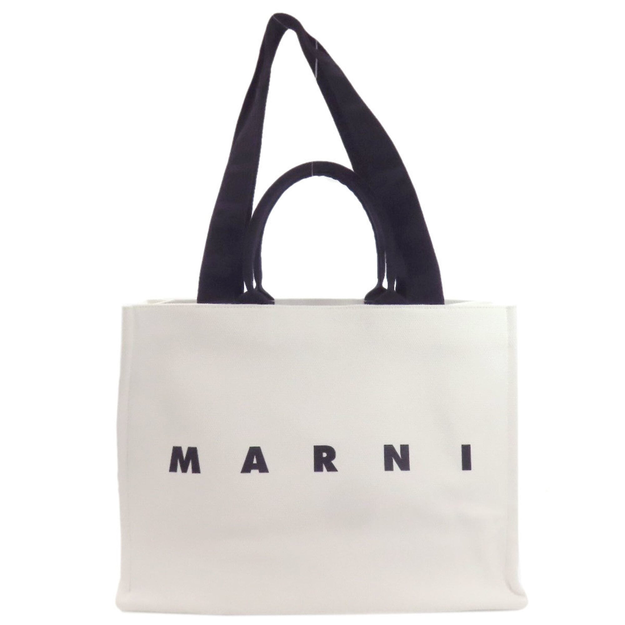 Marni Black White Canvas Tote Bag (Pre-Owned)