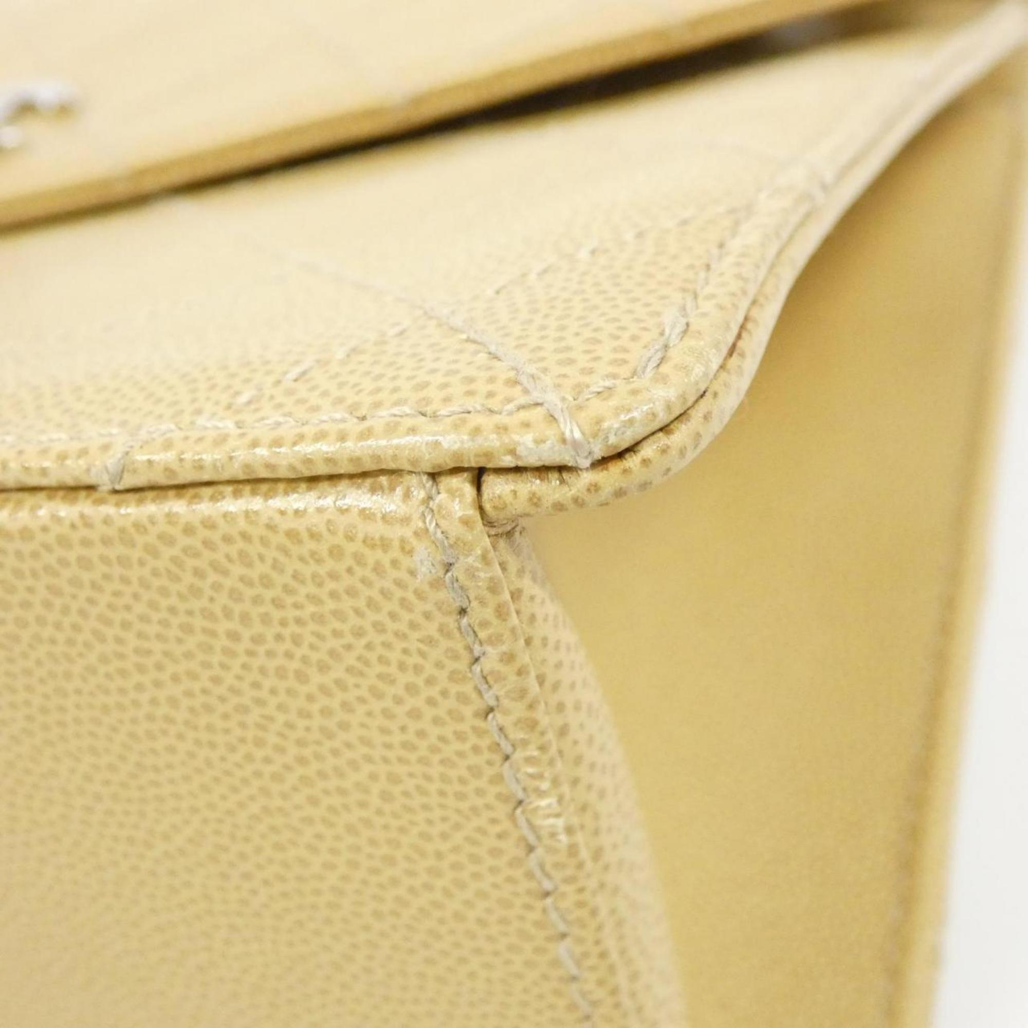 Chanel Beige Grained Calfskin Handbag (Pre-Owned)