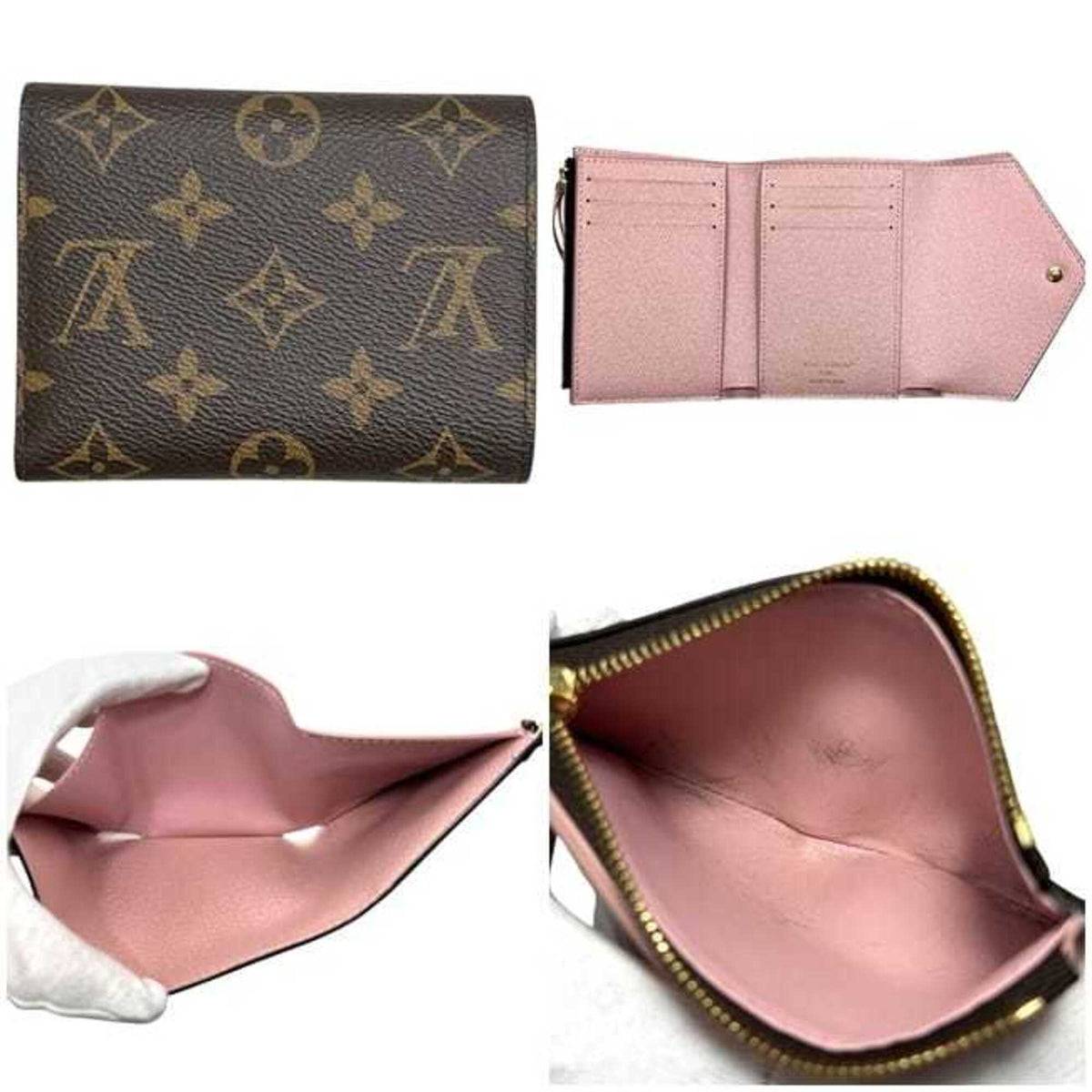 Louis Vuitton Brown Monogram Pink Rose Ballerine Monogram Wallet (Tri-Fold) (Pre-Owned)