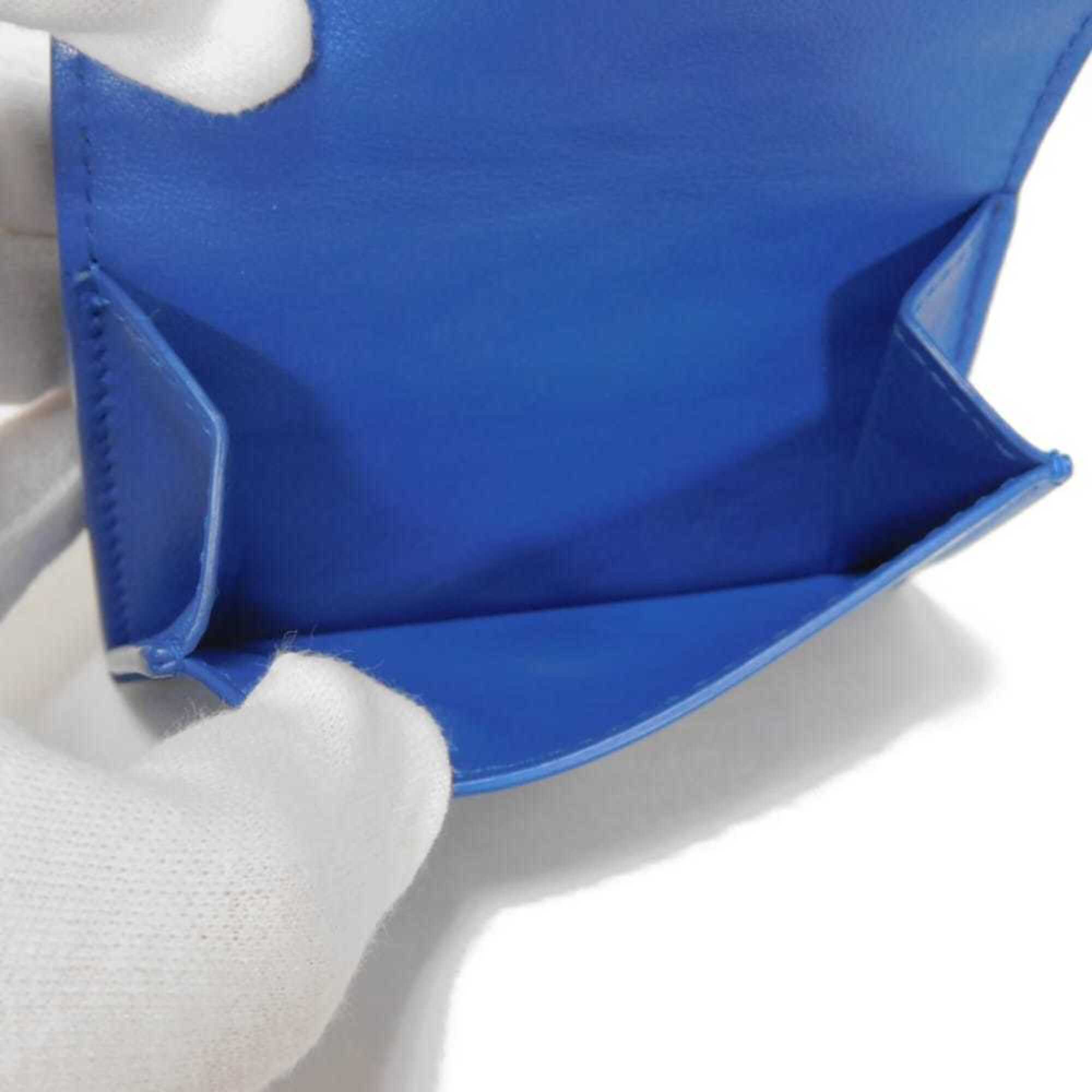 Bottega Veneta Intrecciato Blue Leather Wallet (Tri-Fold) (Pre-Owned)