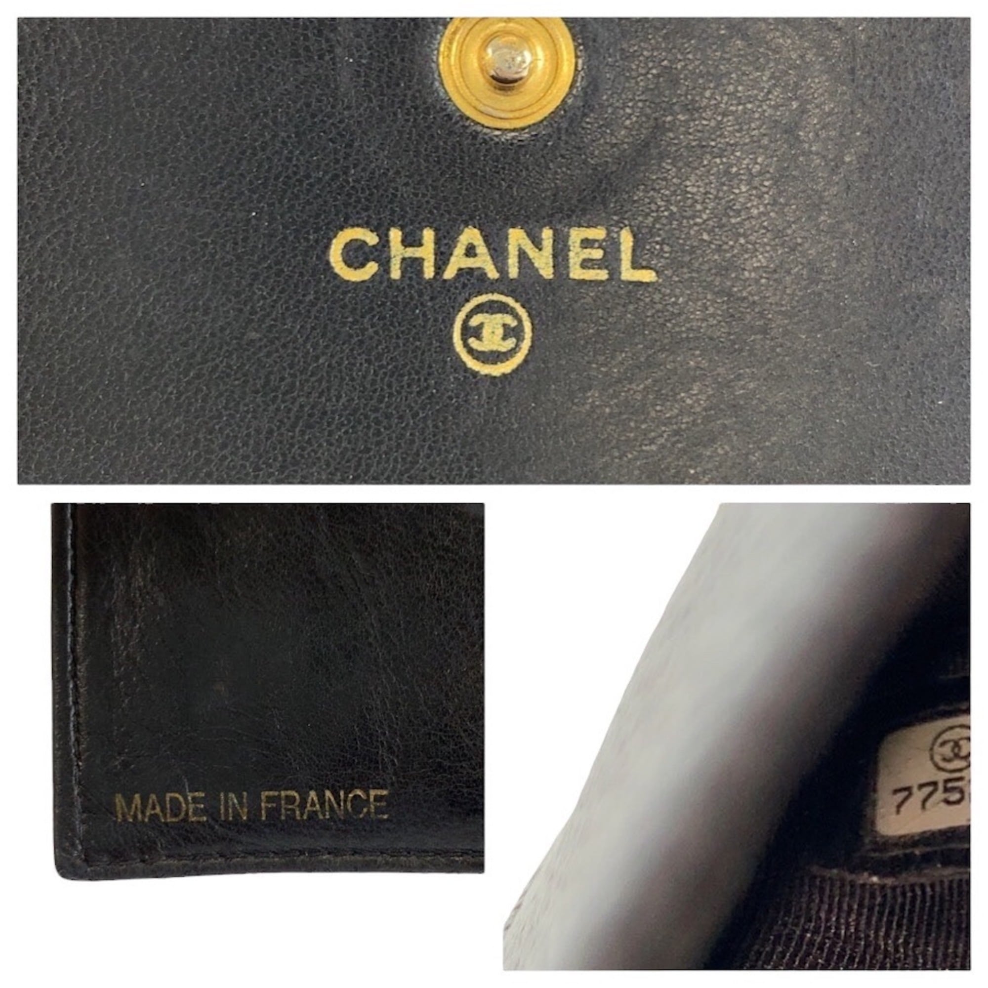Chanel Black Leather Wallet (Tri-Fold) (Pre-Owned)