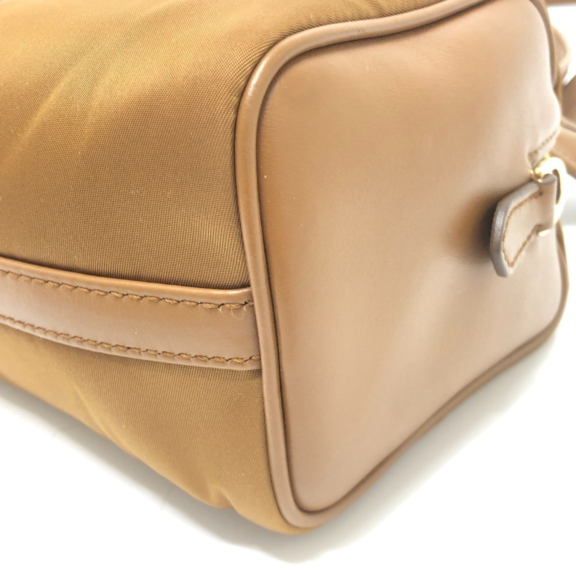 Prada Brown Nylon Leather Shoulder Bag (Pre-Owned)