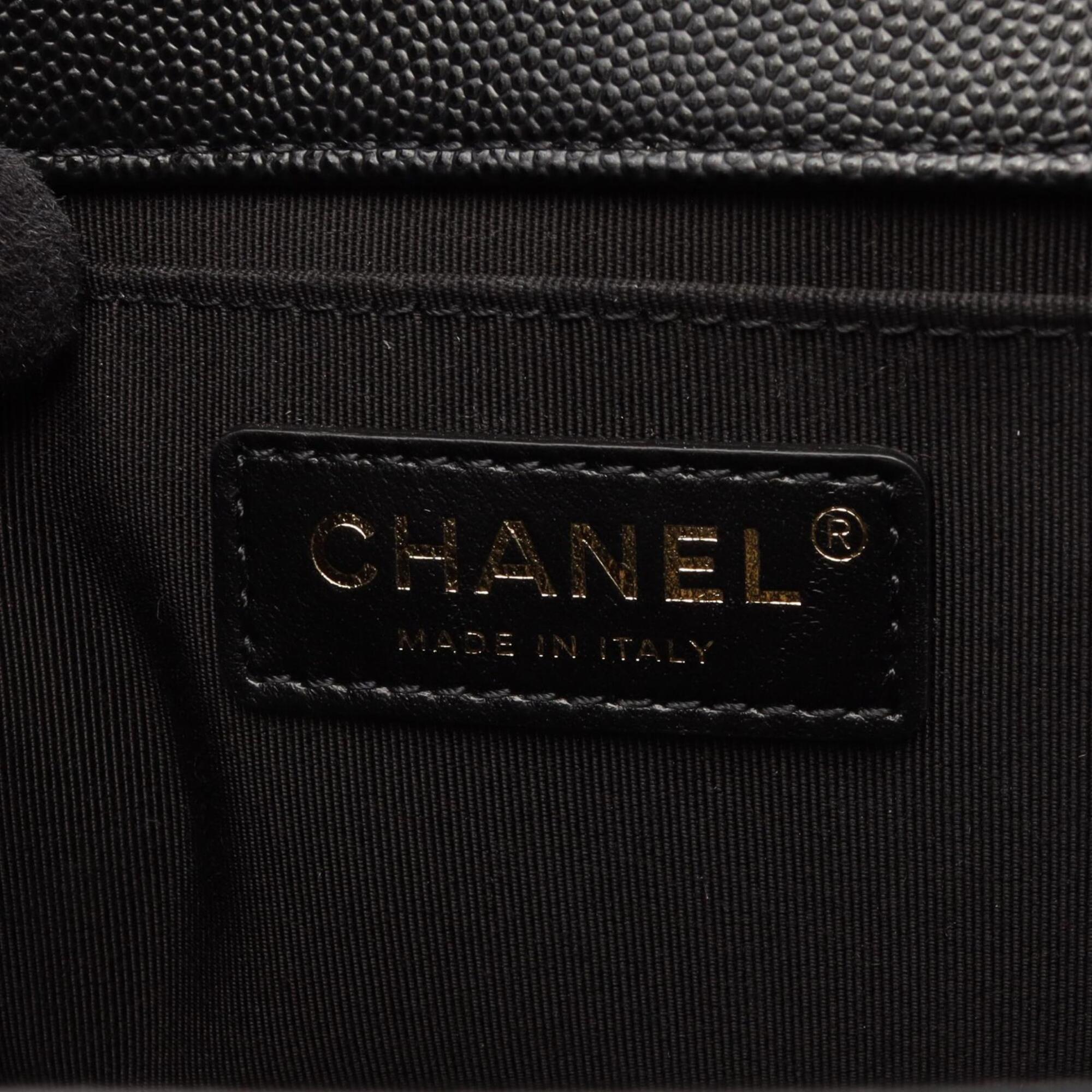 Chanel Black Grained Calfskin Handbag Shoulder Bag (Pre-Owned)