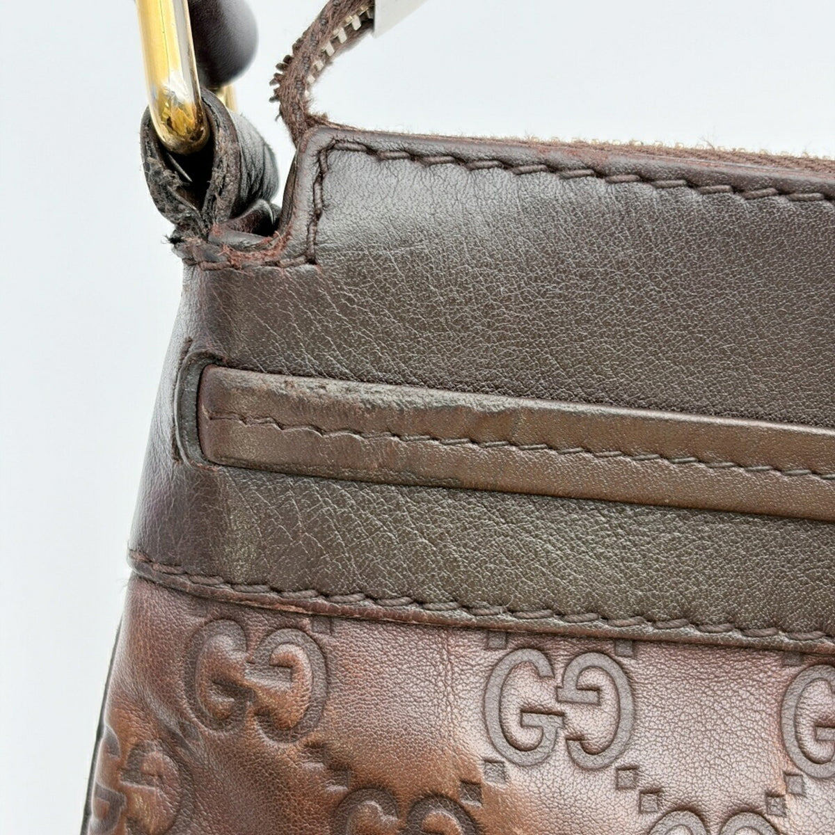 Gucci Dark Brown Leather Shoulder Bag (Pre-Owned)