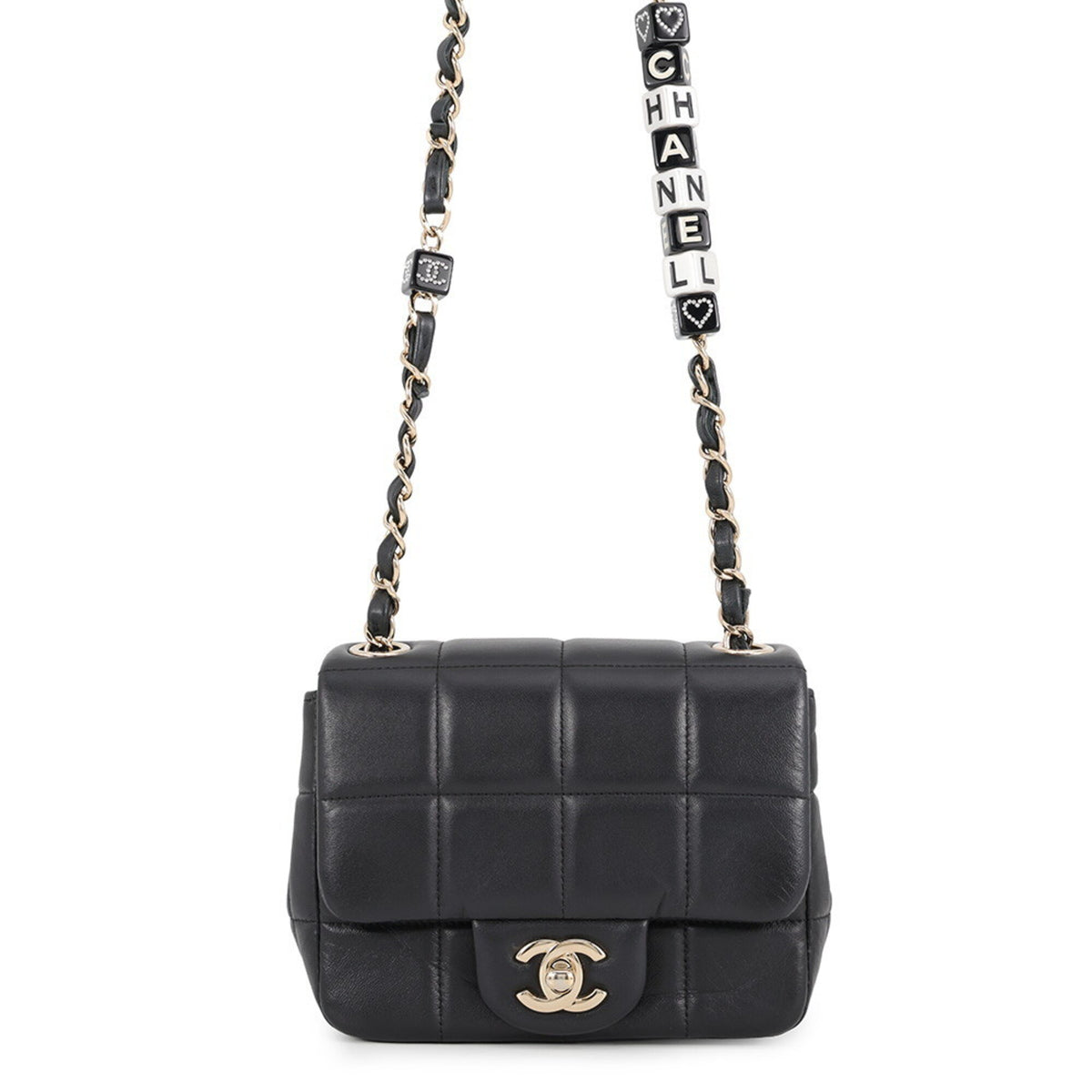 Chanel Chocolate Bar Black Leather Shoulder Bag (Pre-Owned)