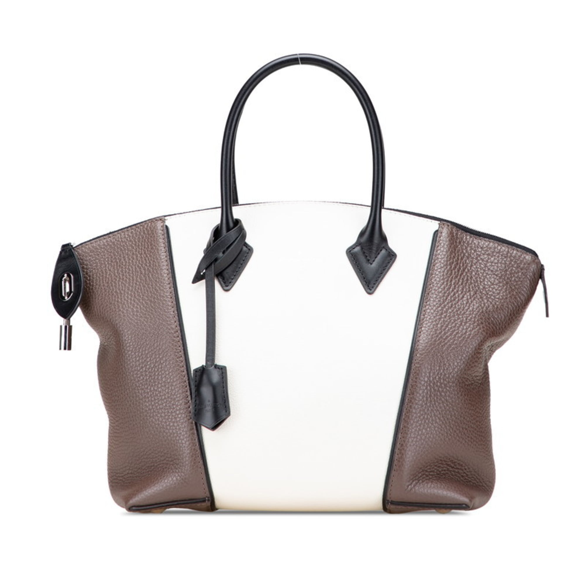 Louis Vuitton Dark Brown Off-White Leather Handbag (Pre-Owned)