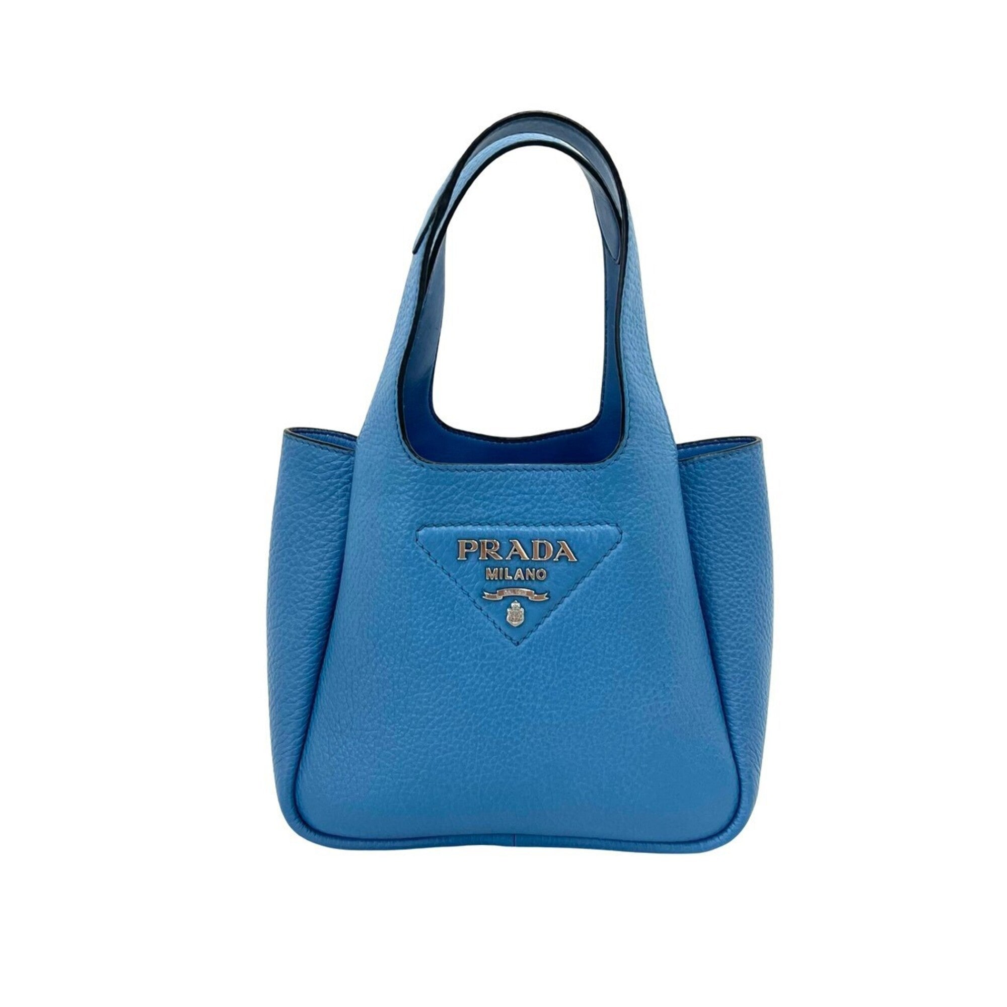 Prada Blue Leather Handbag Tote Bag (Pre-Owned)