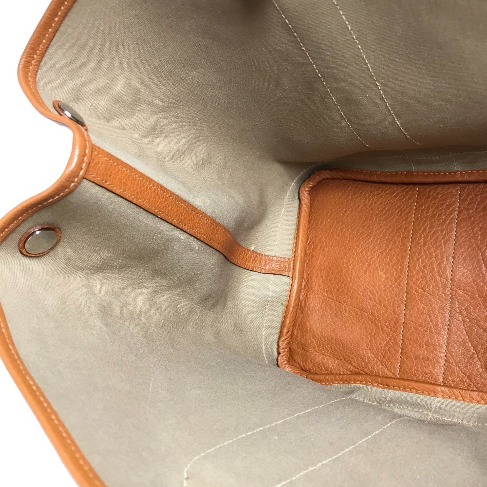 Hermes Orange Negonda Leather Canvas Handbag Shoulder Bag Tote Bag (Pre-Owned)