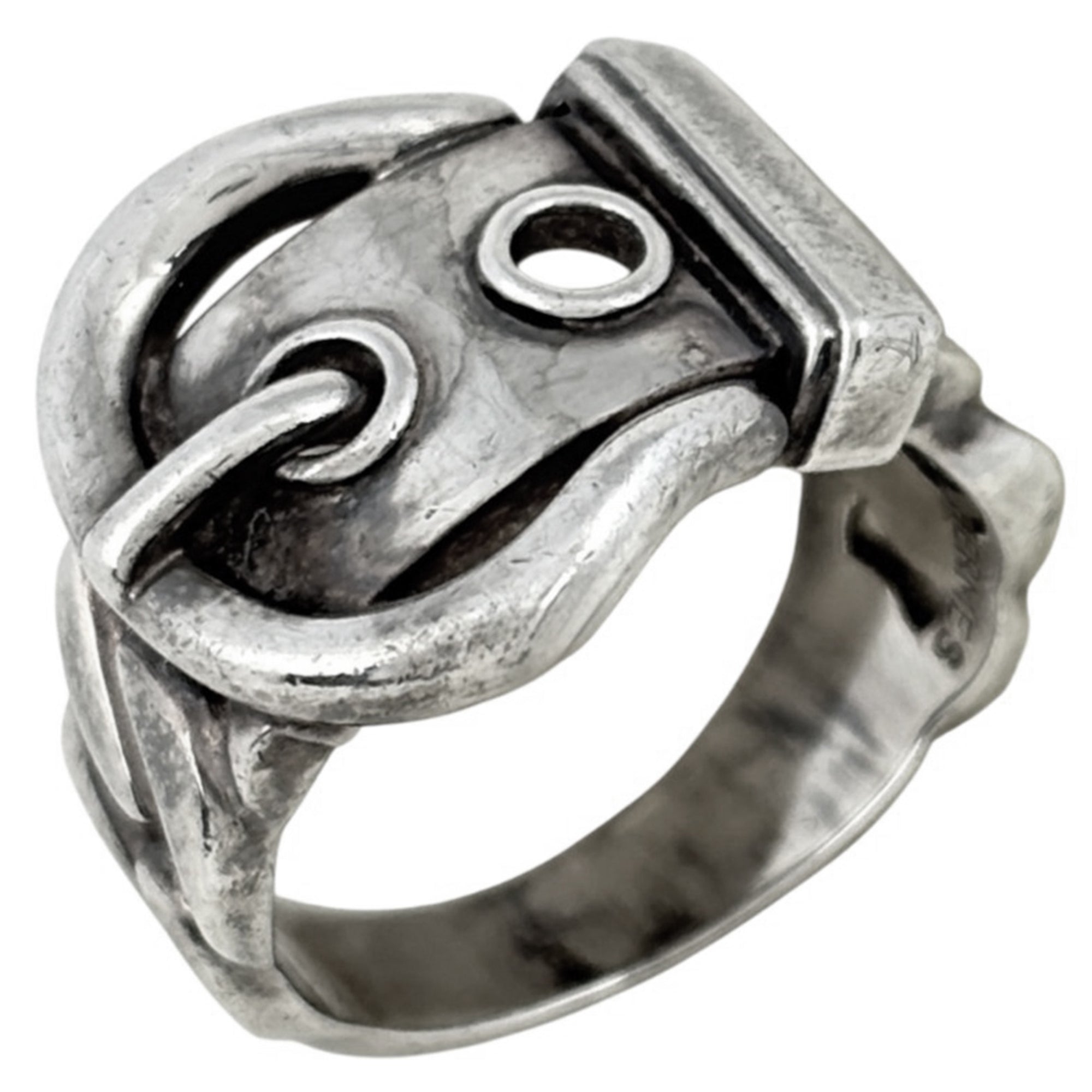 Hermes Silver Silver 925 Band Ring (Pre-Owned)