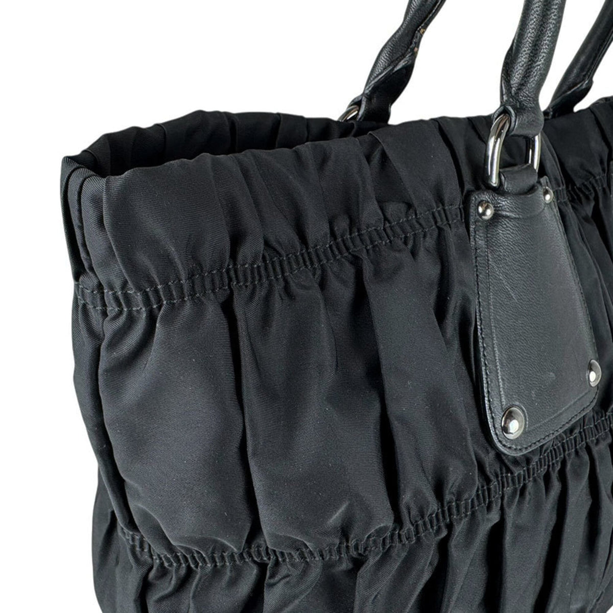 Prada Black Nylon Leather Handbag (Pre-Owned)