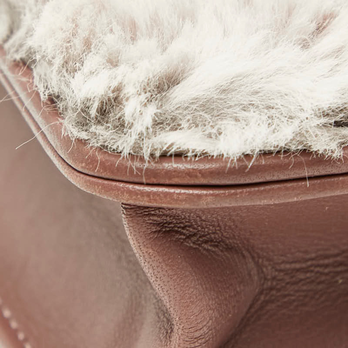 Chanel Gray Pink Fur Leather Shoulder Bag (Pre-Owned)