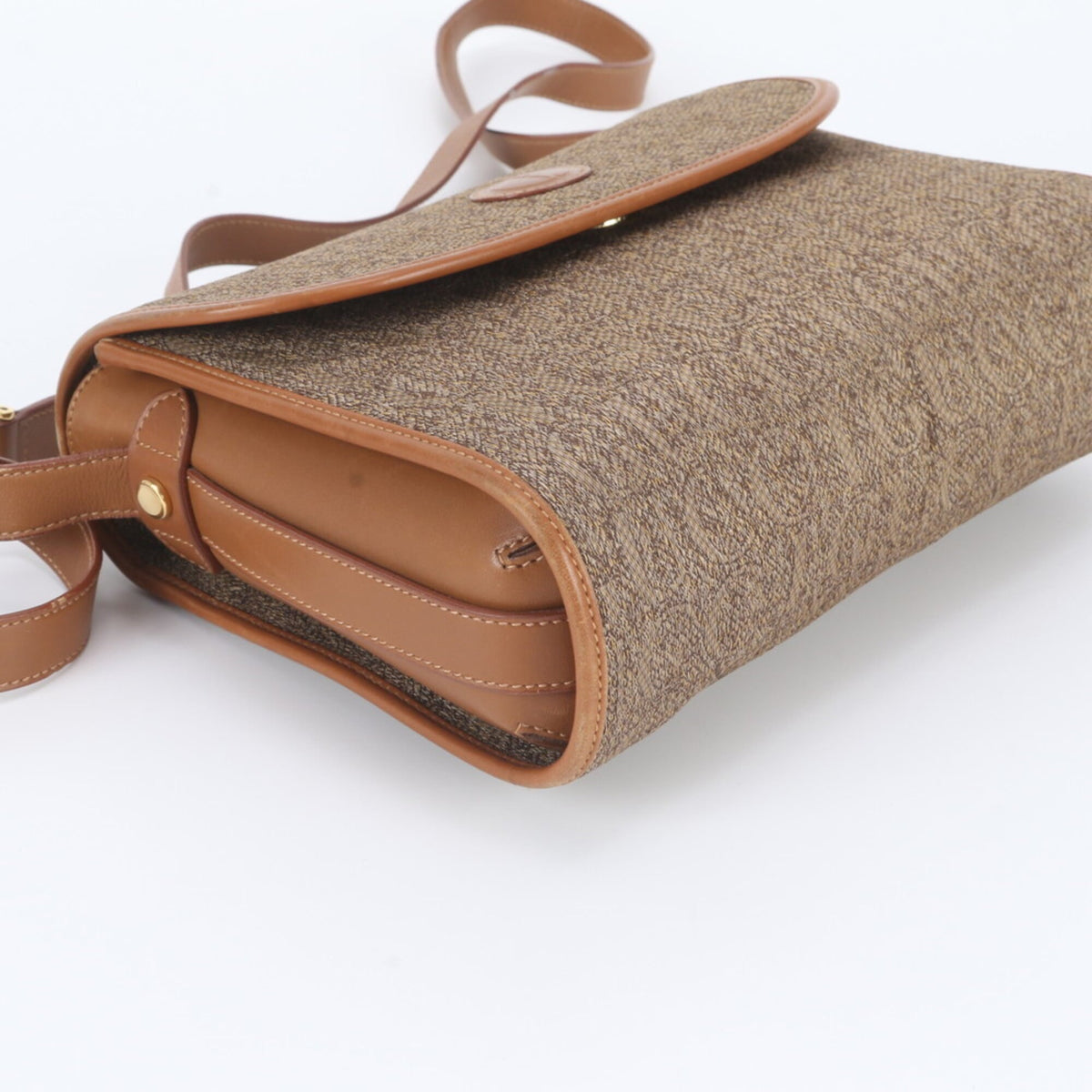 Gucci Brown Leather Canvas Crossbody Bag Shoulder Bag (Pre-Owned)