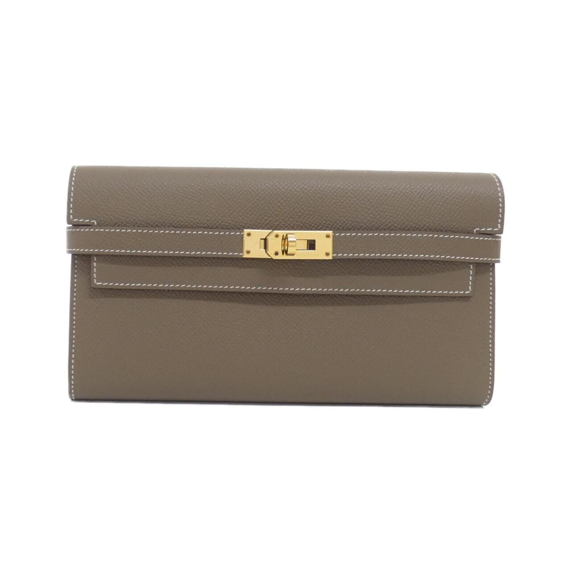 Hermes Etoupe Gray Epsom Leather Long Wallet (Bi-Fold) (Pre-Owned)