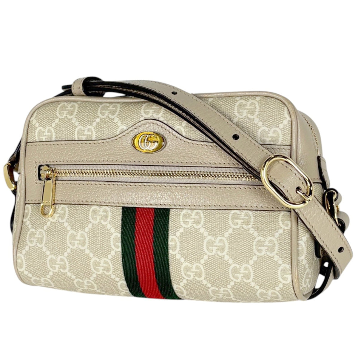 Gucci Ophidia Beige Gg Supreme Leather Shoulder Bag (Pre-Owned)