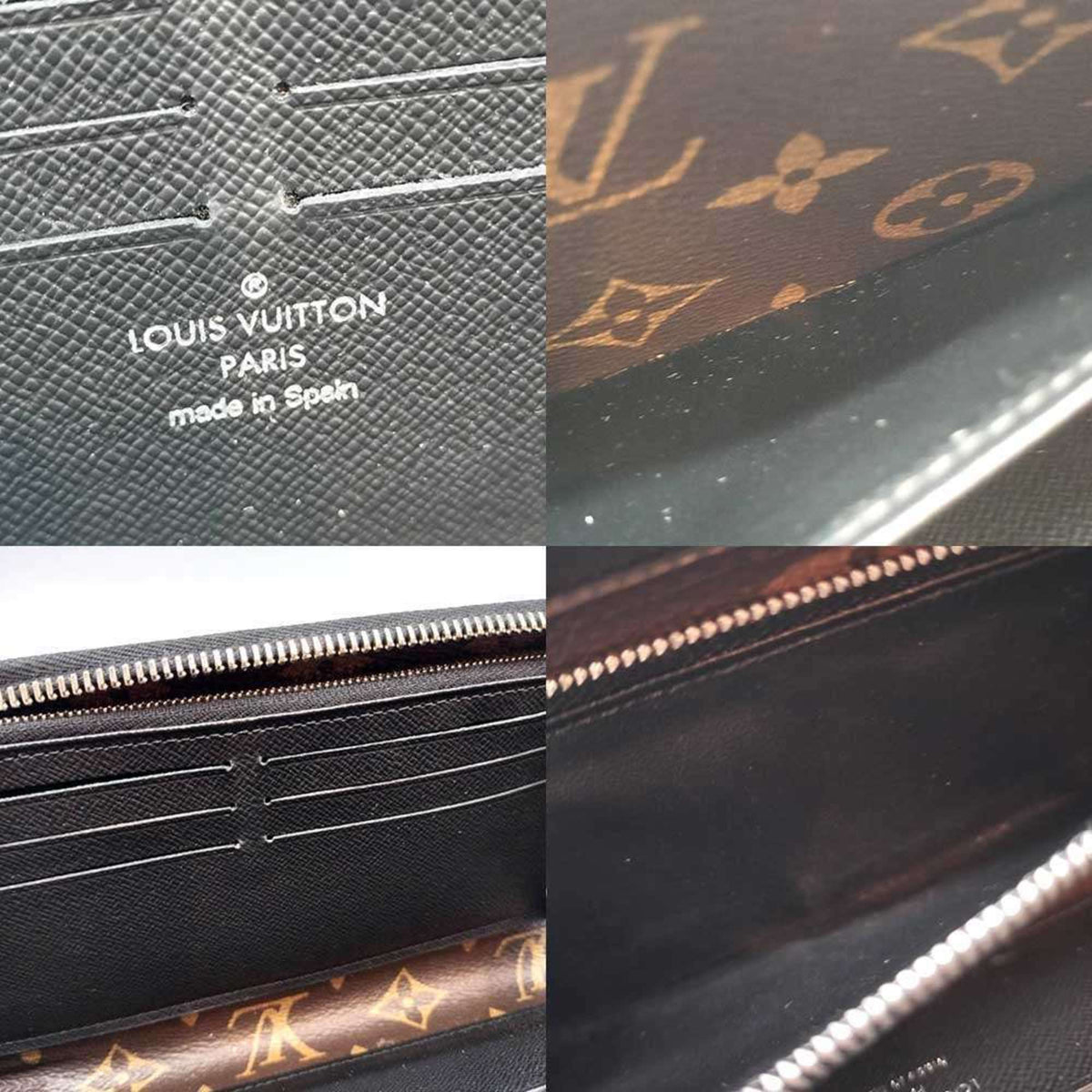 Louis Vuitton Monogram Macassar Black Brown Long Wallet (Bi-Fold) (Pre-Owned)