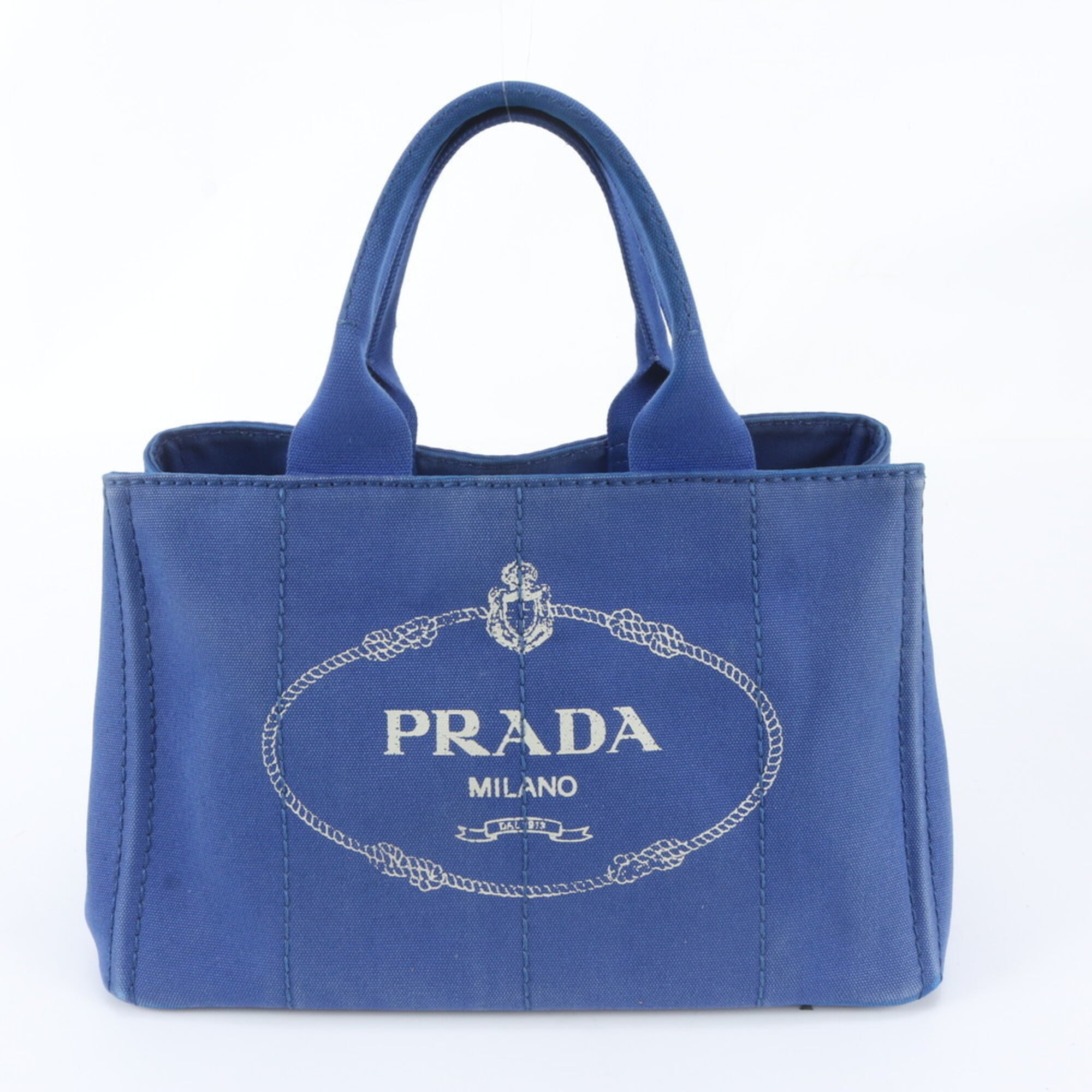 Prada Canapa Blue Canapa Handbag Tote Bag (Pre-Owned)