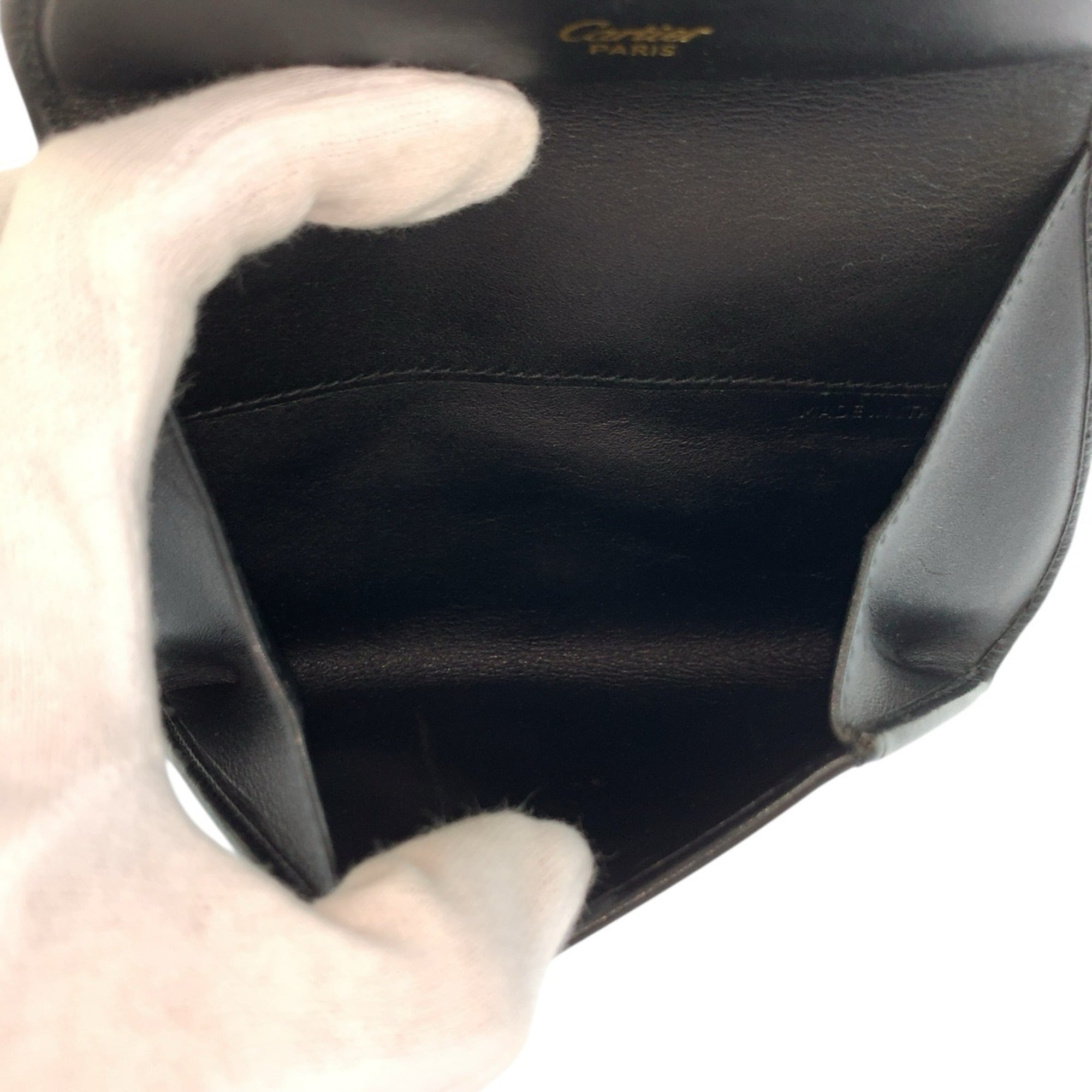 Cartier Black Leather Coin Purse/Coin Case (Pre-Owned)