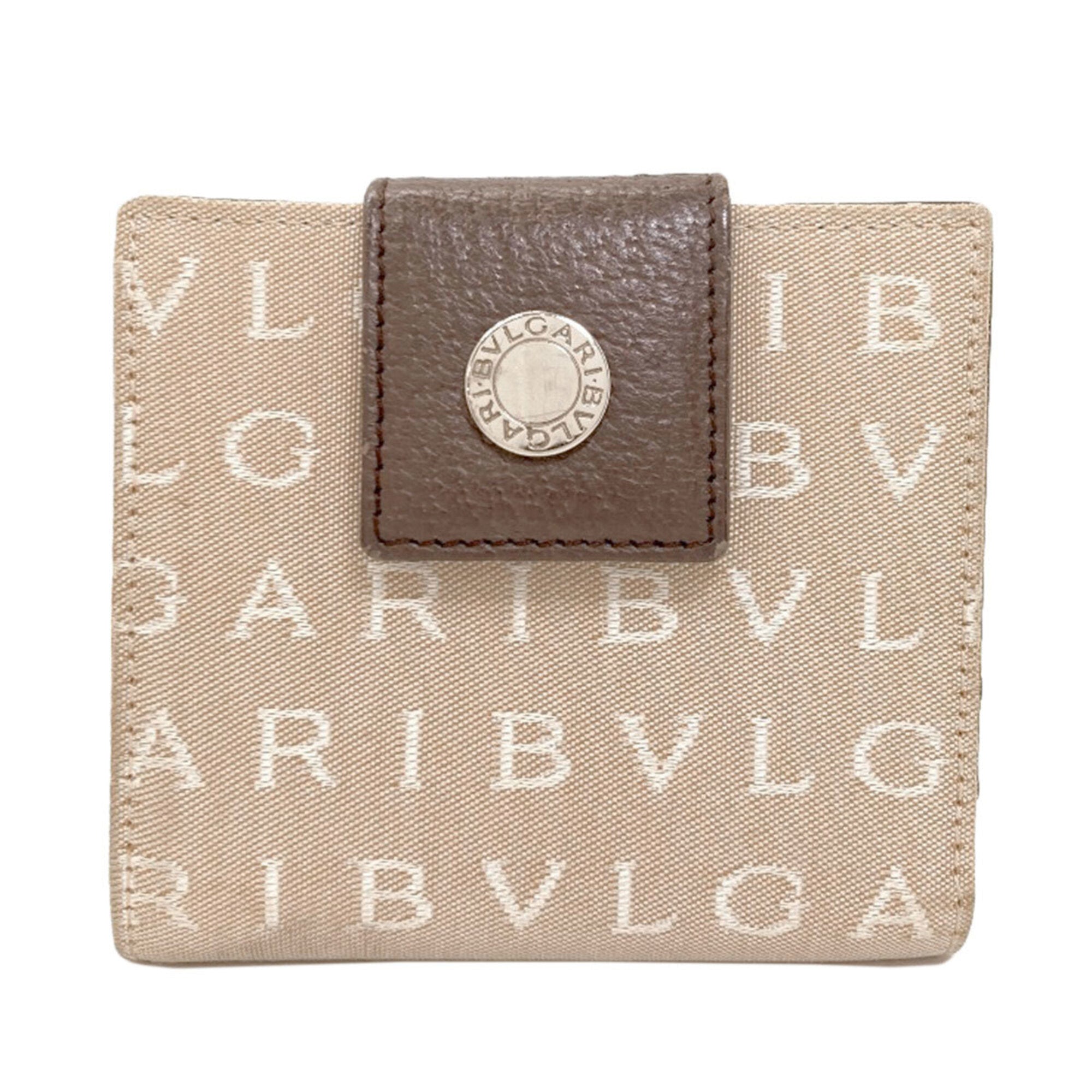 Bvlgari Logomania Brown Canvas Leather Wallet (Bi-Fold) (Pre-Owned)