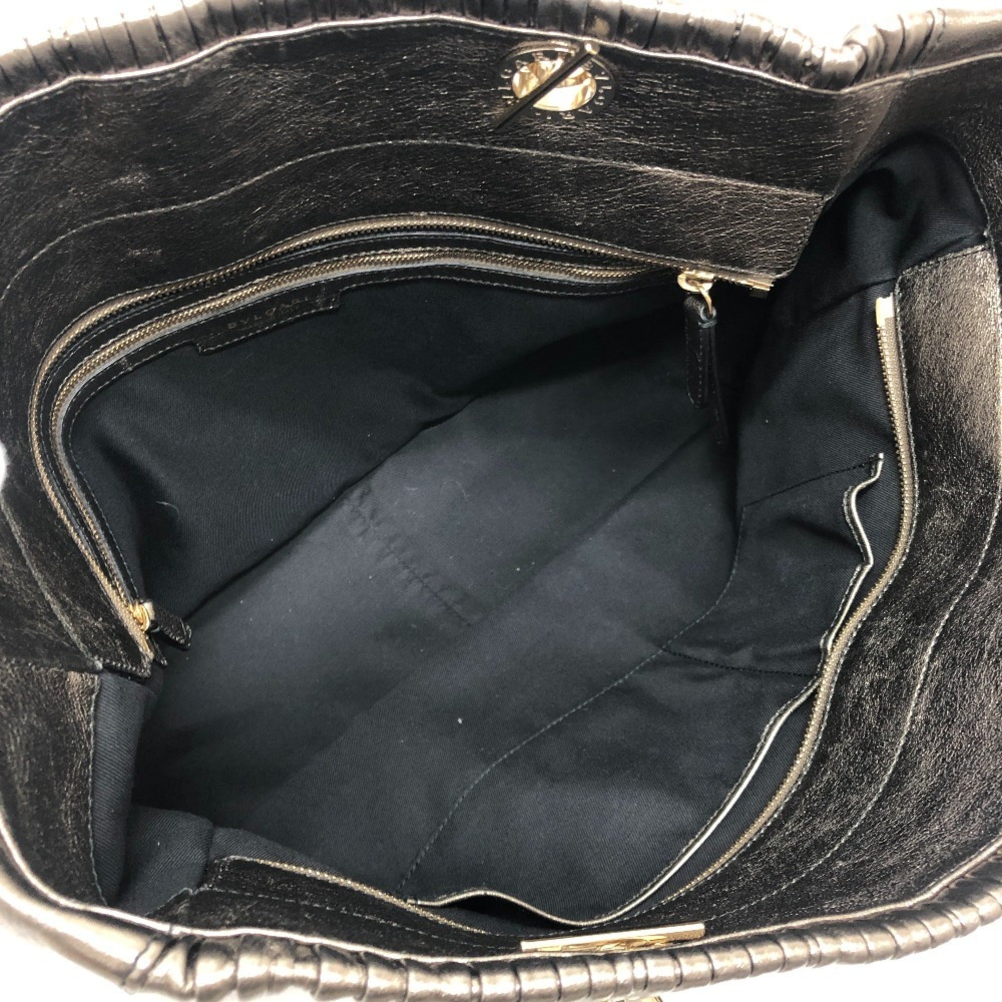 Bvlgari Gold Leather Shoulder Bag Tote Bag (Pre-Owned)
