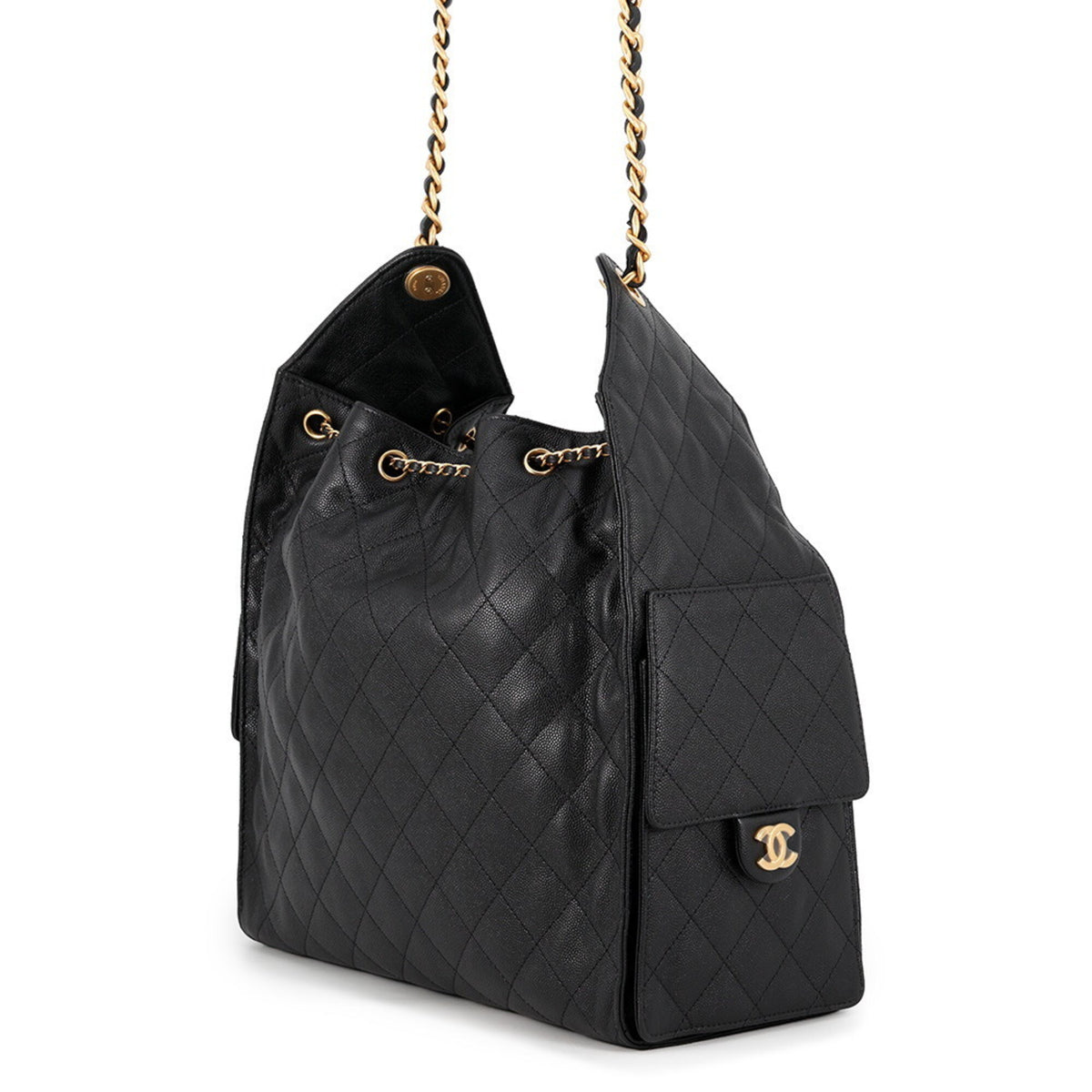 Chanel Black Grained Calfskin Shoulder Bag (Pre-Owned)