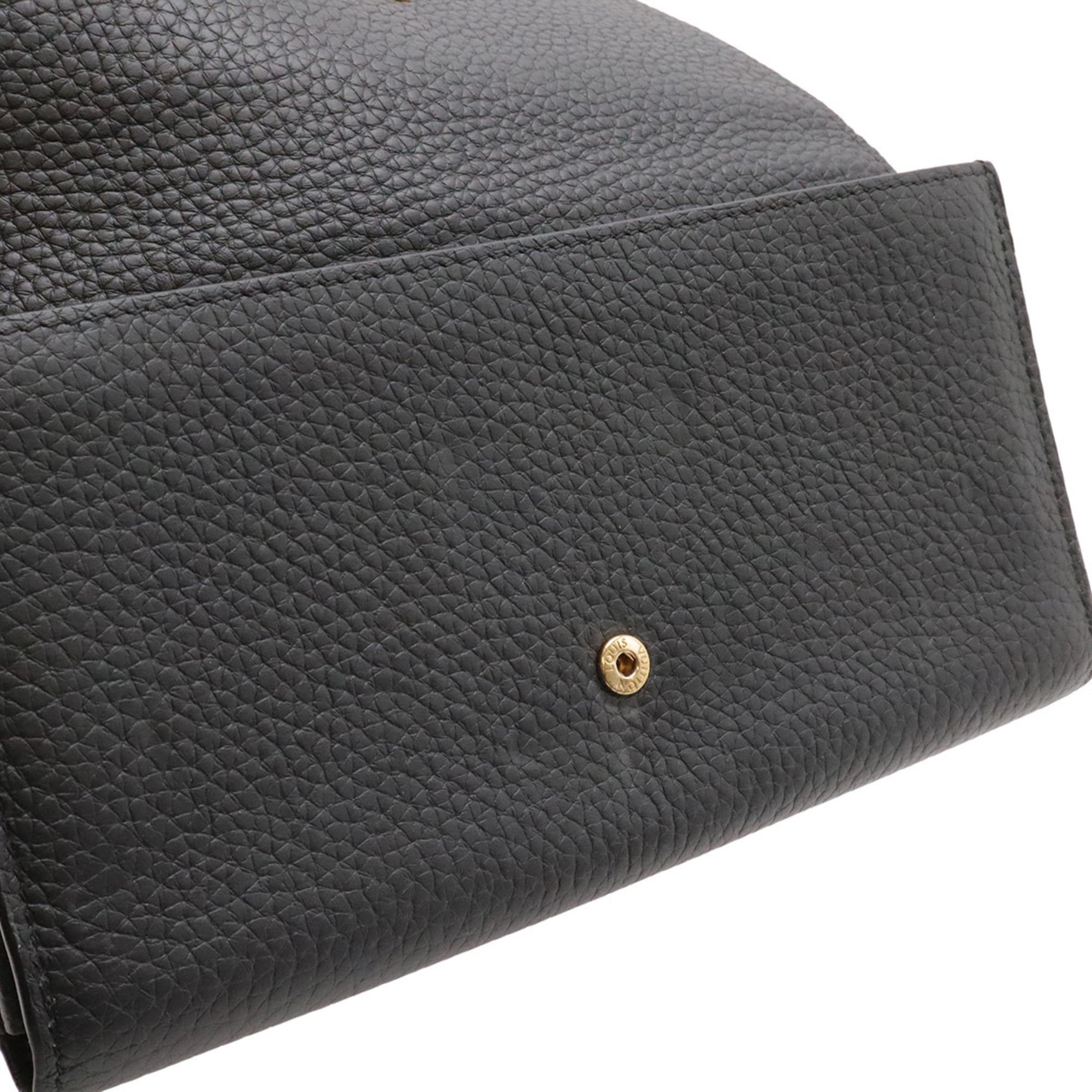 Louis Vuitton Black Noir Leather Long Wallet (Bi-Fold) (Pre-Owned)