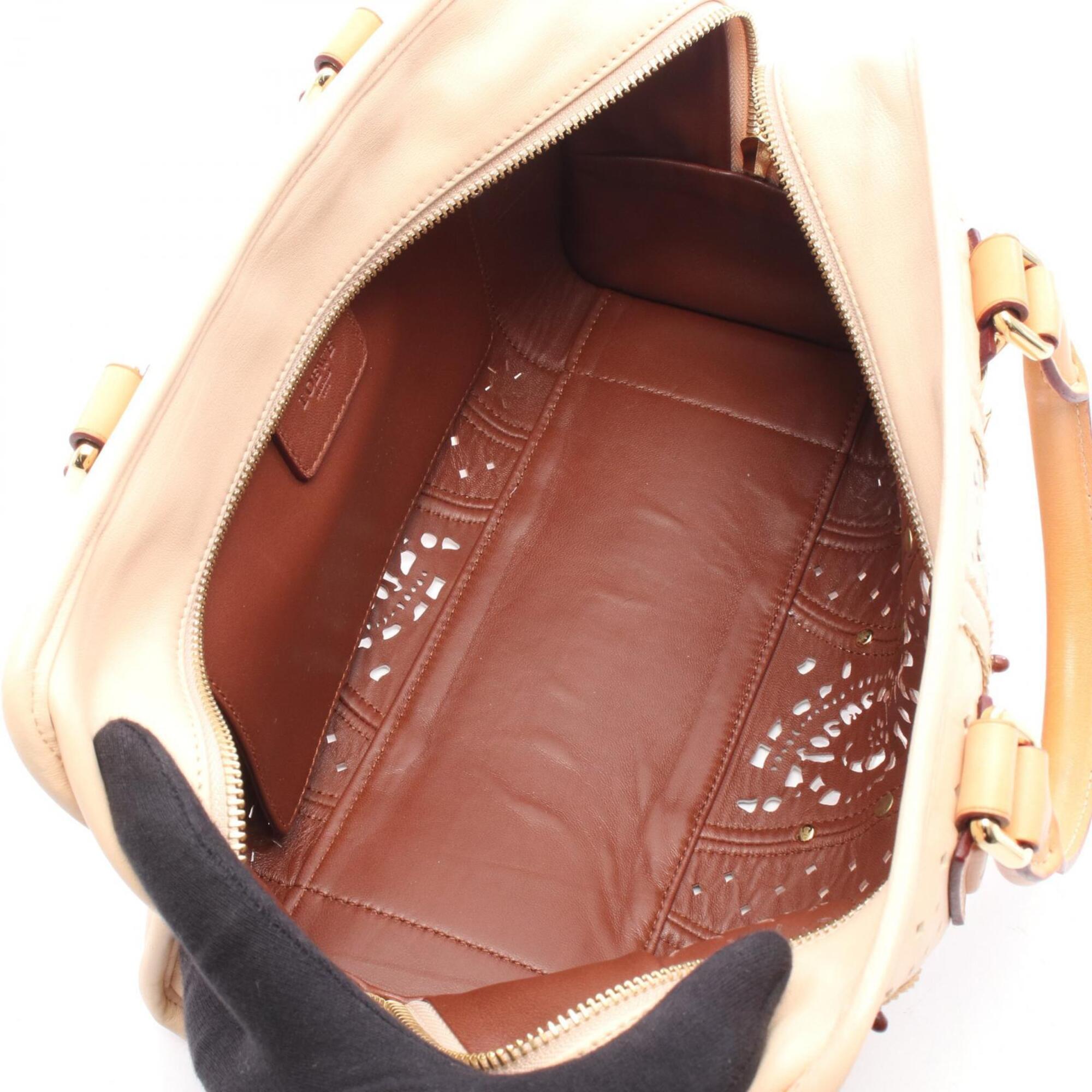 Loewe Amazona Beige Gray Multi-Color Leather Handbag (Pre-Owned)