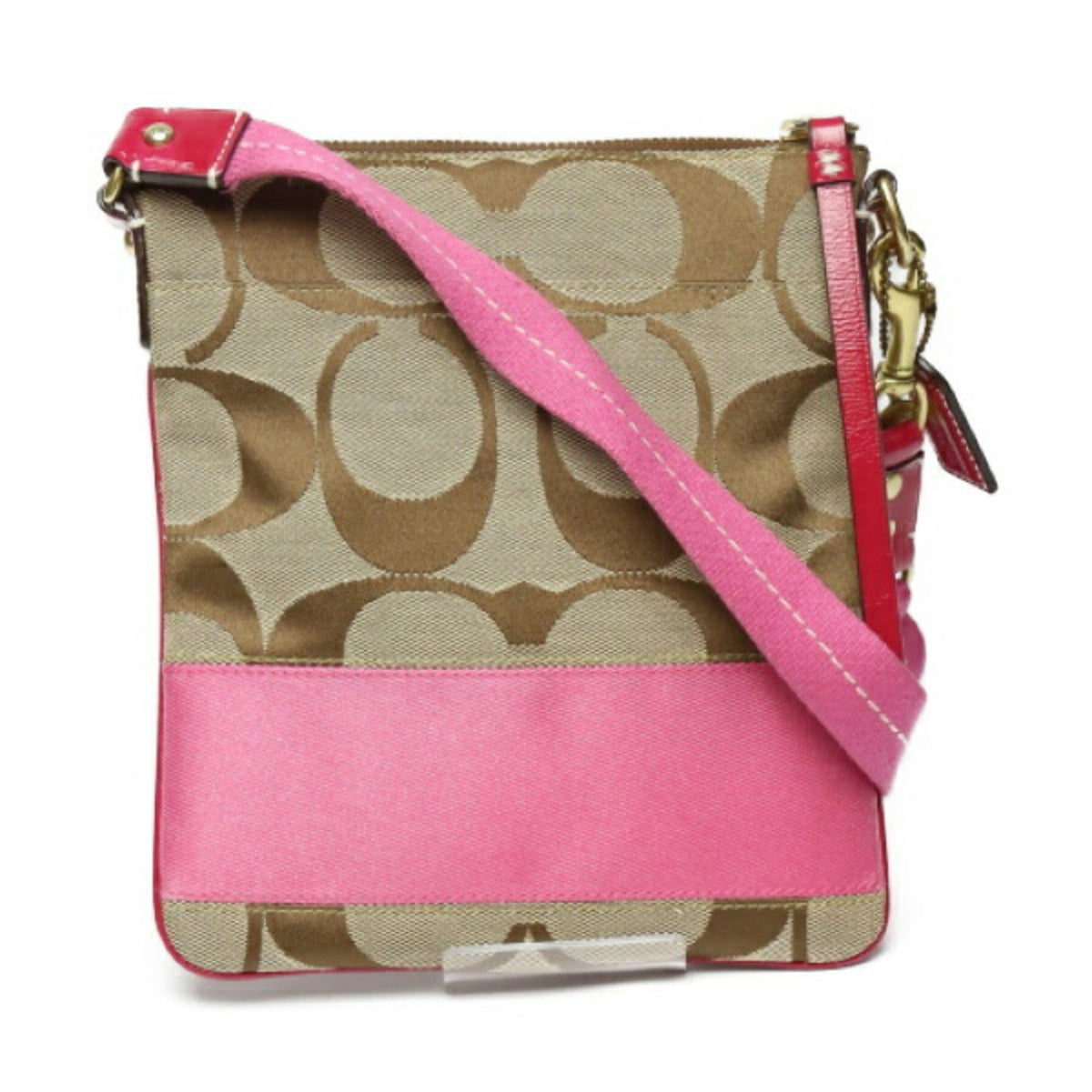 Coach Khaki Pink Leather Shoulder Bag (Pre-Owned)
