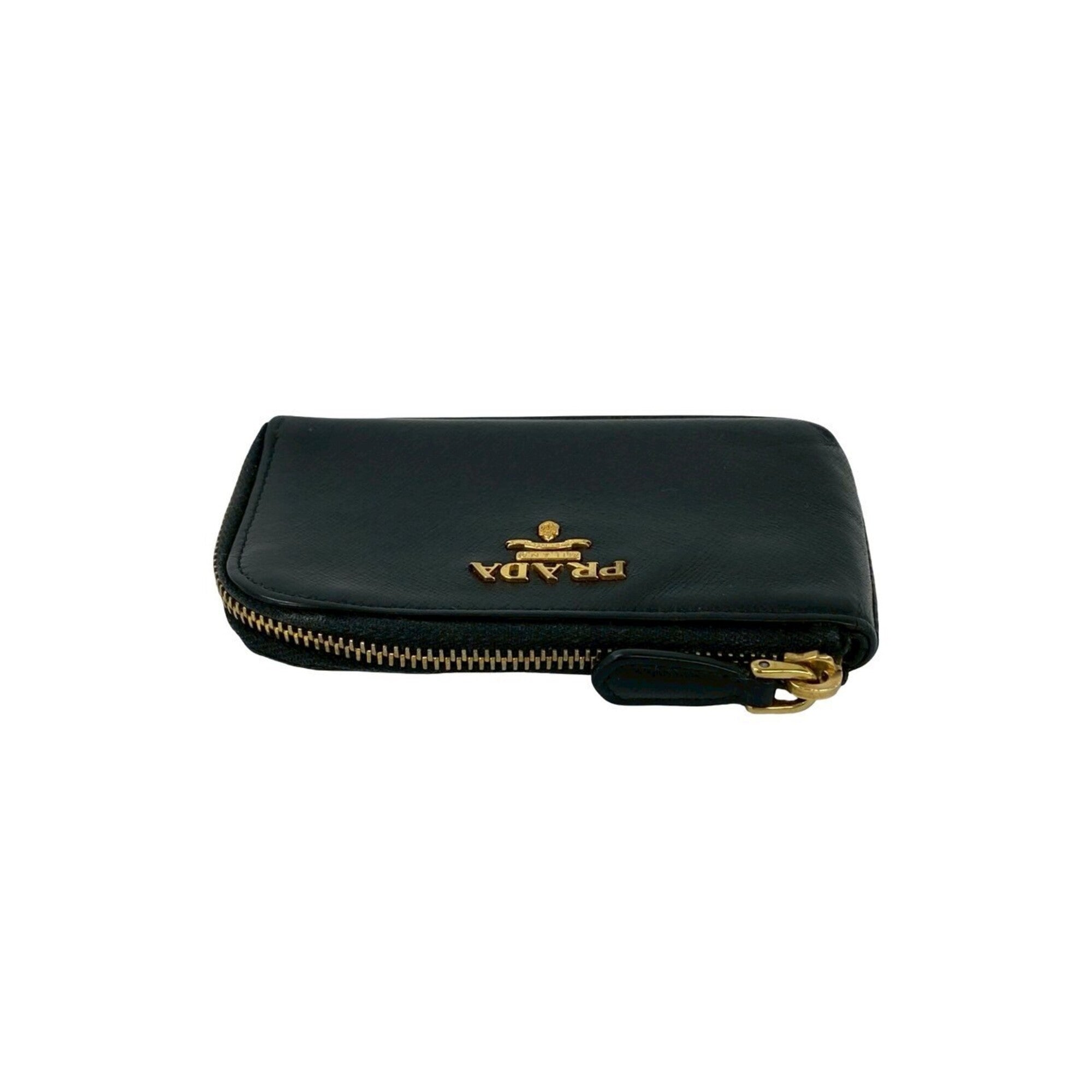 Prada Black Leather Coin Purse/Coin Case (Pre-Owned)