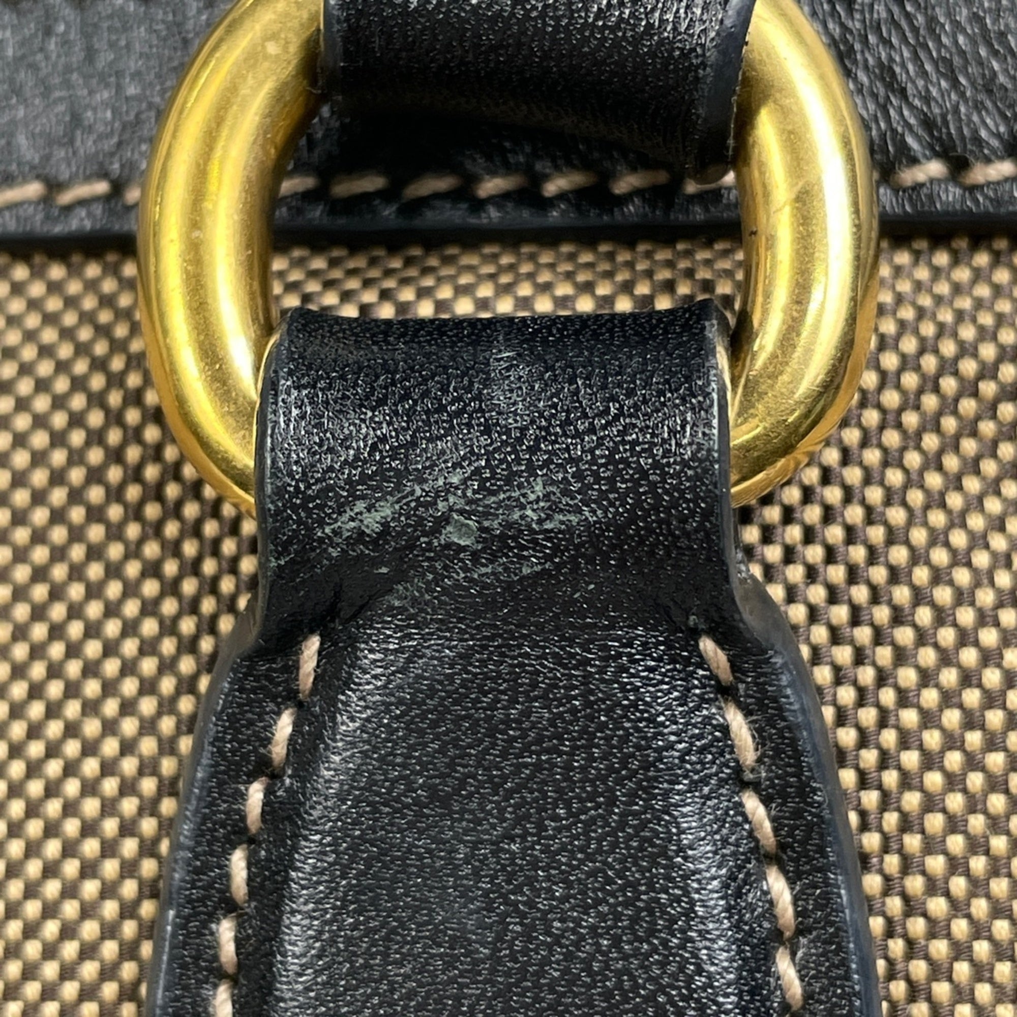 Prada Black Brown Canvas Leather Tote Bag (Pre-Owned)