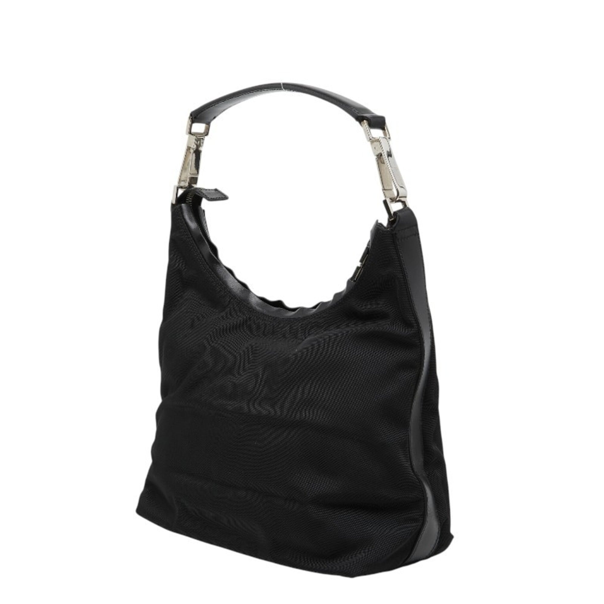 Gucci Black Nylon Leather Handbag Shoulder Bag (Pre-Owned)