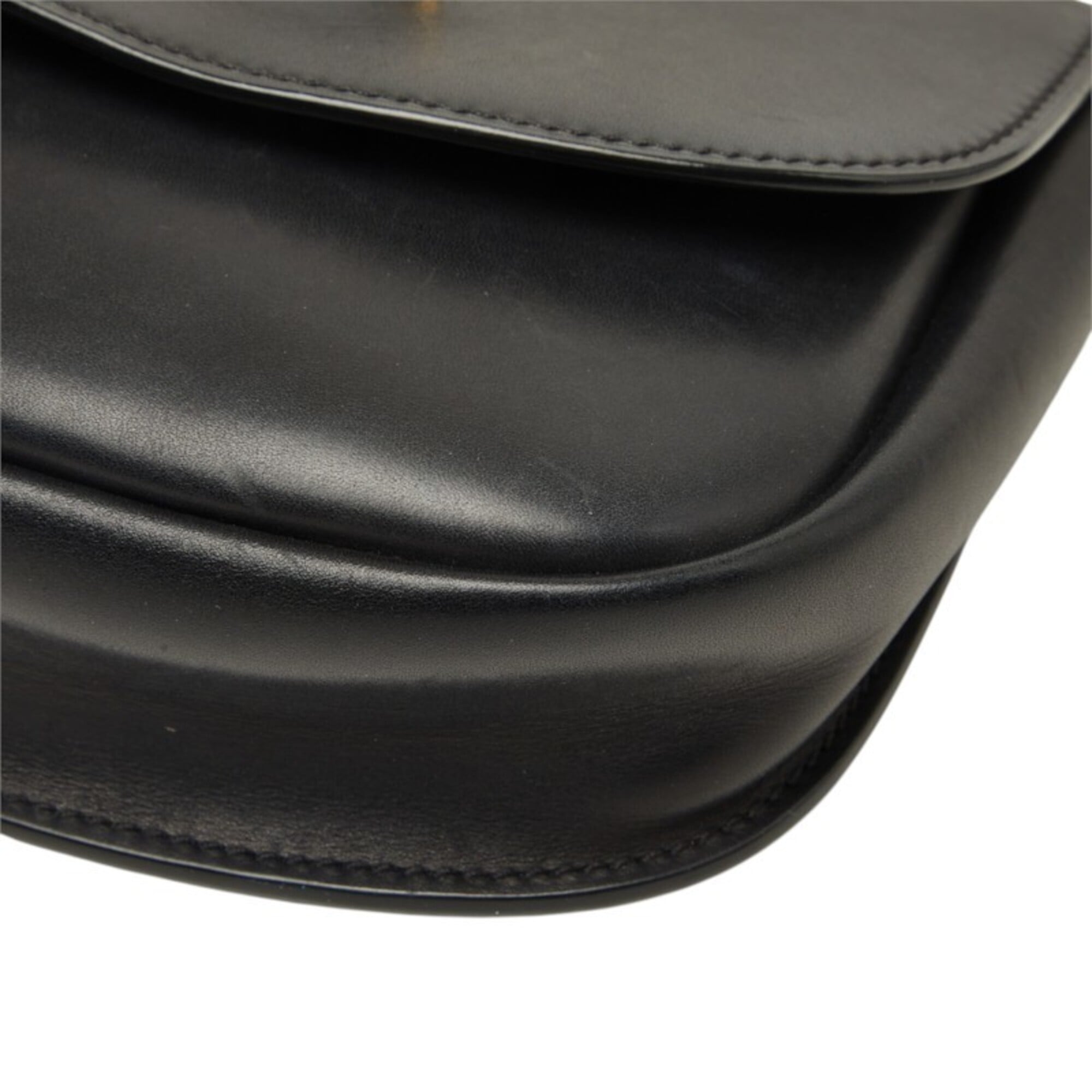 Saint Laurent Black Gold Leather Shoulder Bag (Pre-Owned)