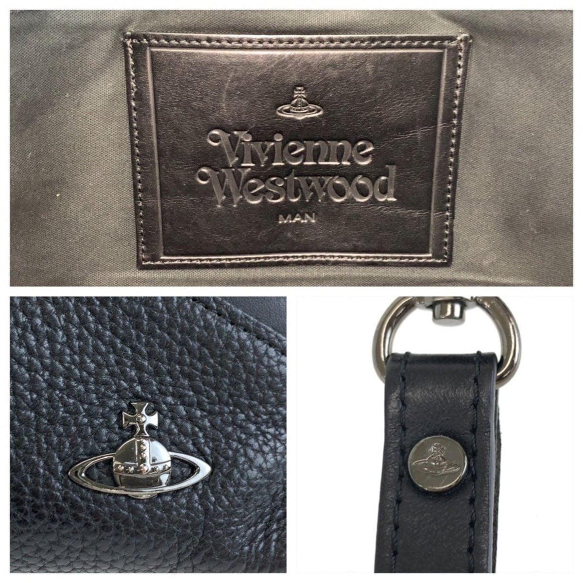 Vivienne Westwood Black Leather Clutch Bag (Pre-Owned)