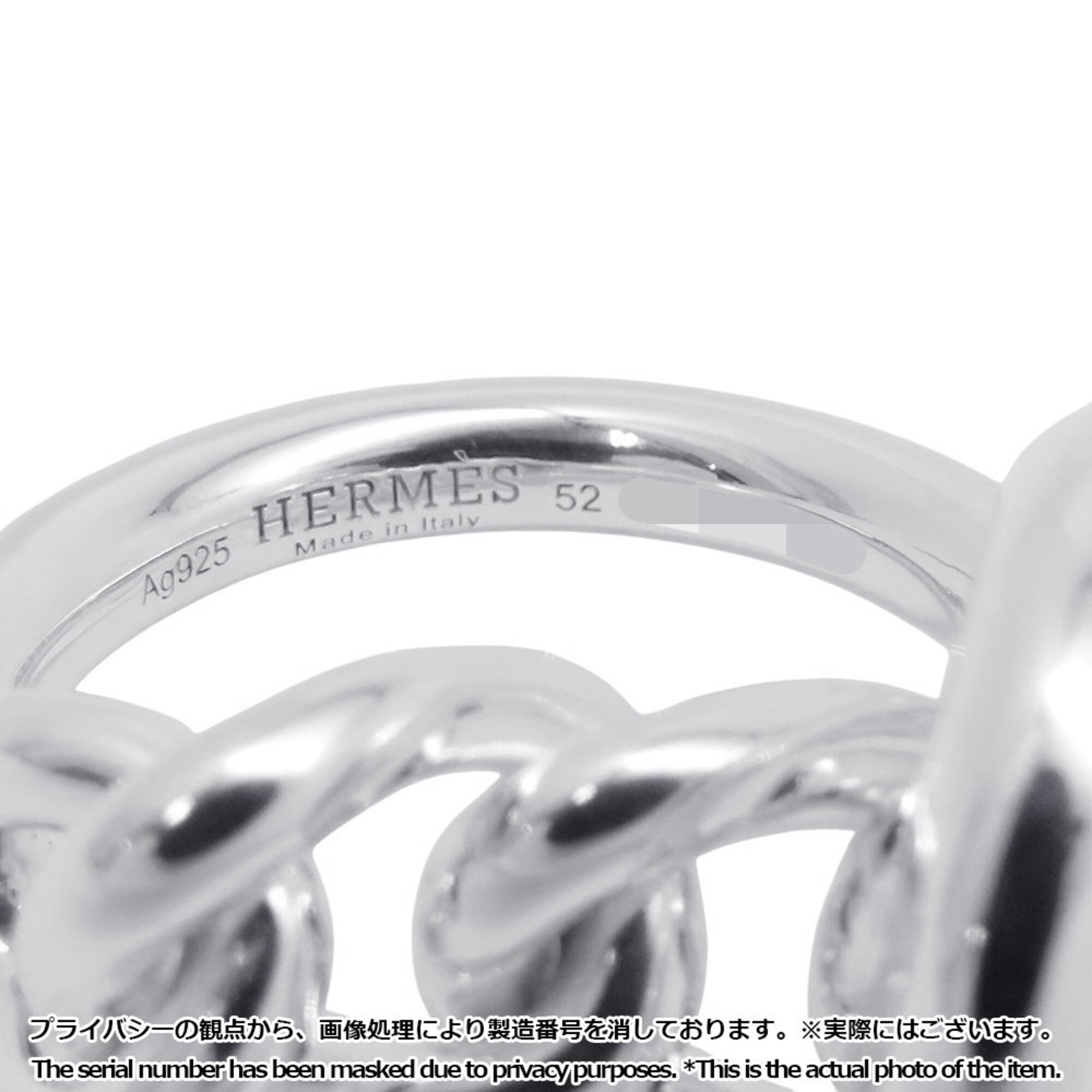 Hermes Silver Silver 925 Band Ring (Pre-Owned)