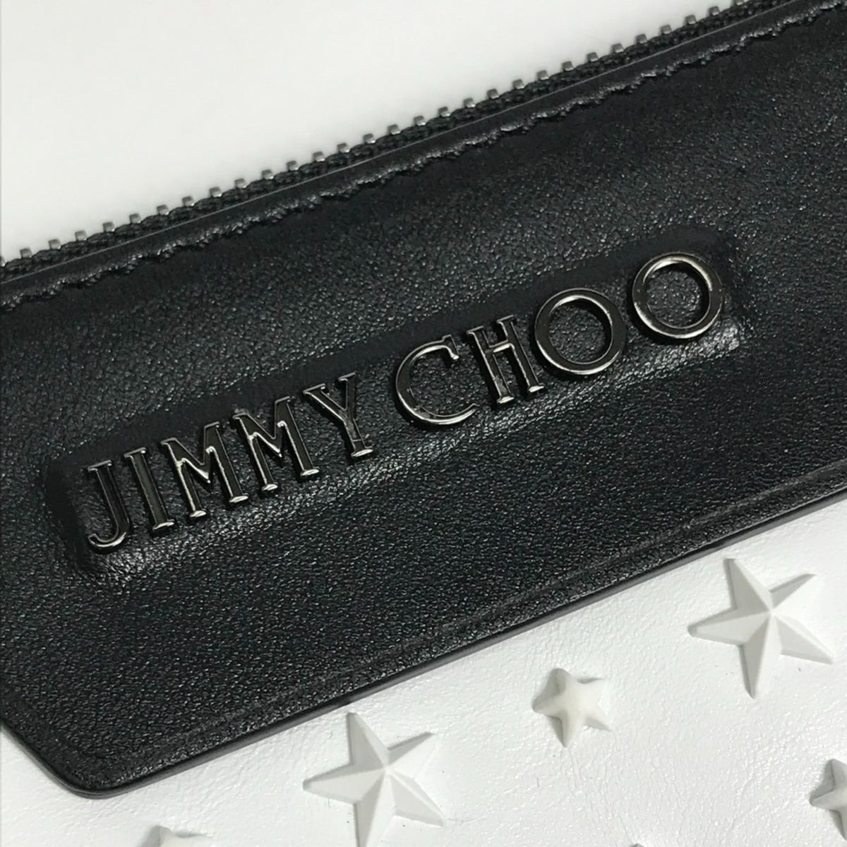 Jimmy Choo Black White Leather Clutch Bag (Pre-Owned)
