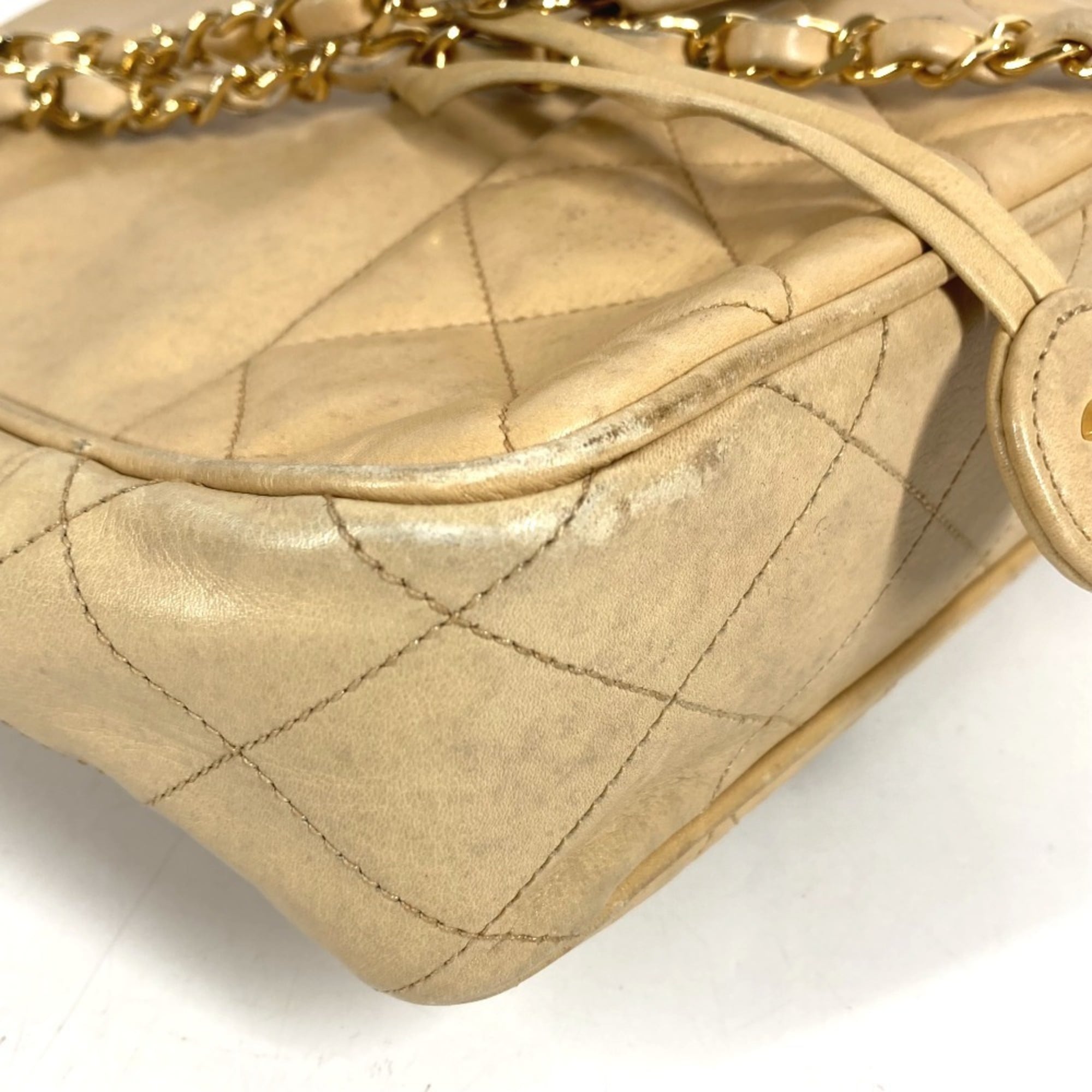 Chanel Beige Leather Shoulder Bag Tote Bag (Pre-Owned)