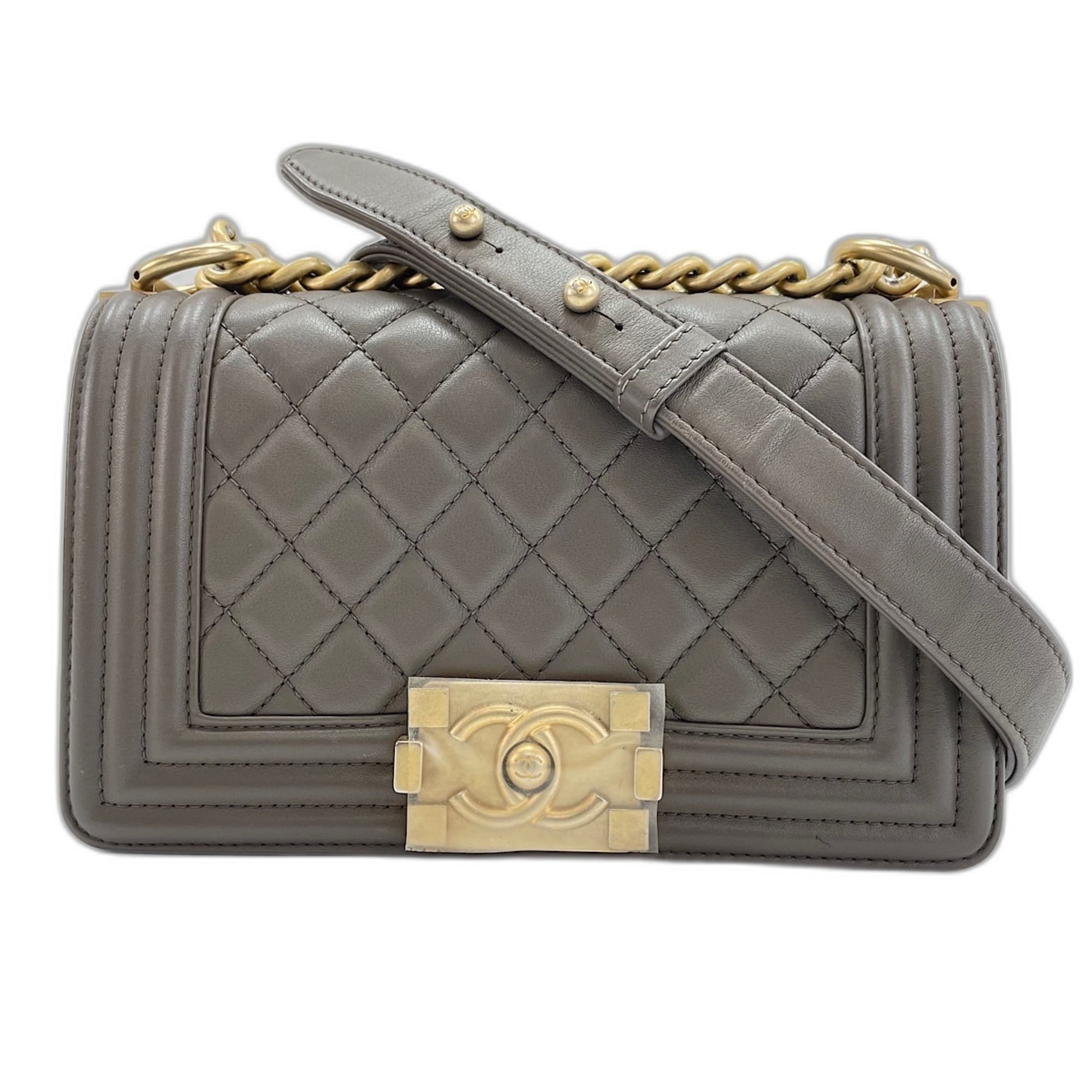 Chanel Boy Chanel Brown Leather Shoulder Bag (Pre-Owned)