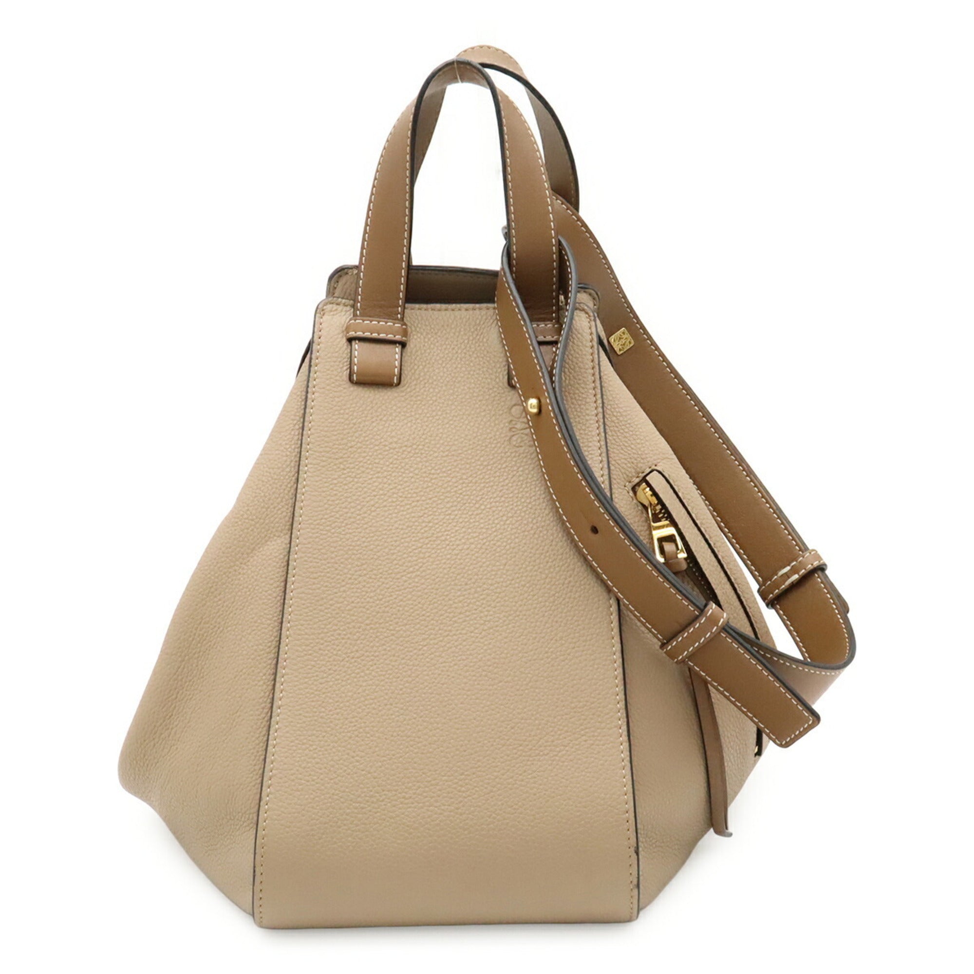 Loewe Beige Brown Brown Leather Handbag Shoulder Bag (Pre-Owned)
