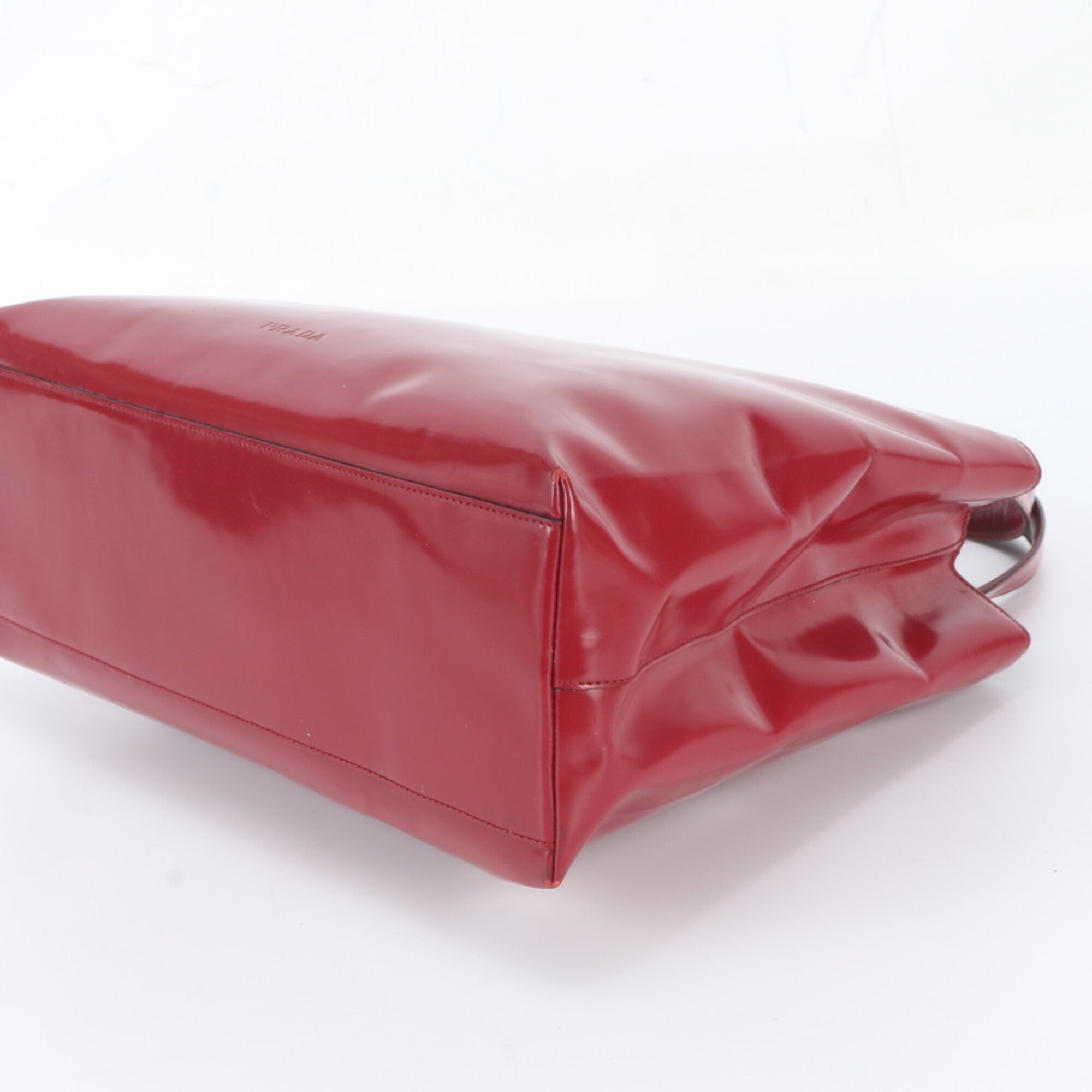 Prada Red Color Wine Leather Handbag Shoulder Bag Tote Bag (Pre-Owned)