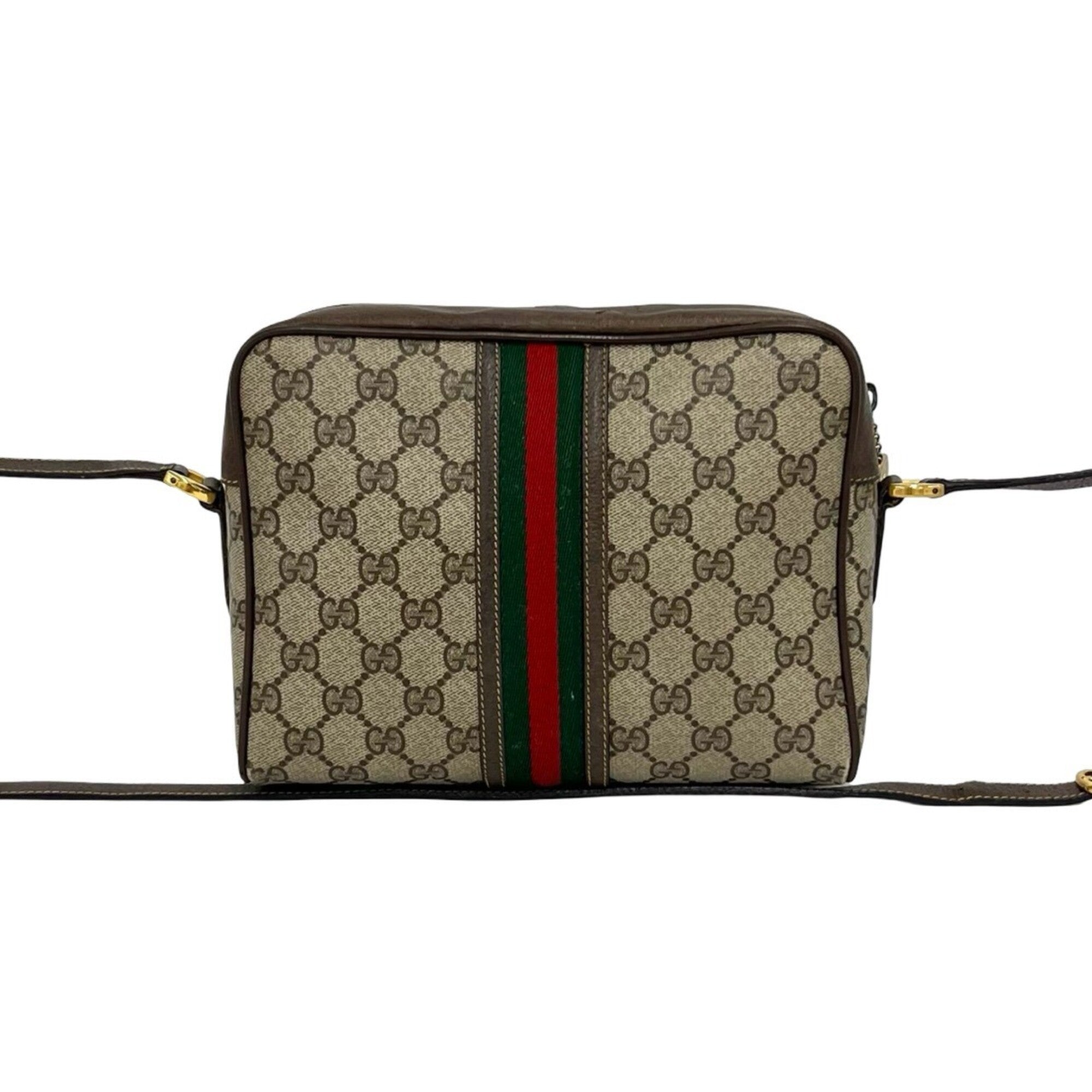 Gucci Brown Green Red Color Leather Pvc Pochette Shoulder Bag (Pre-Owned)