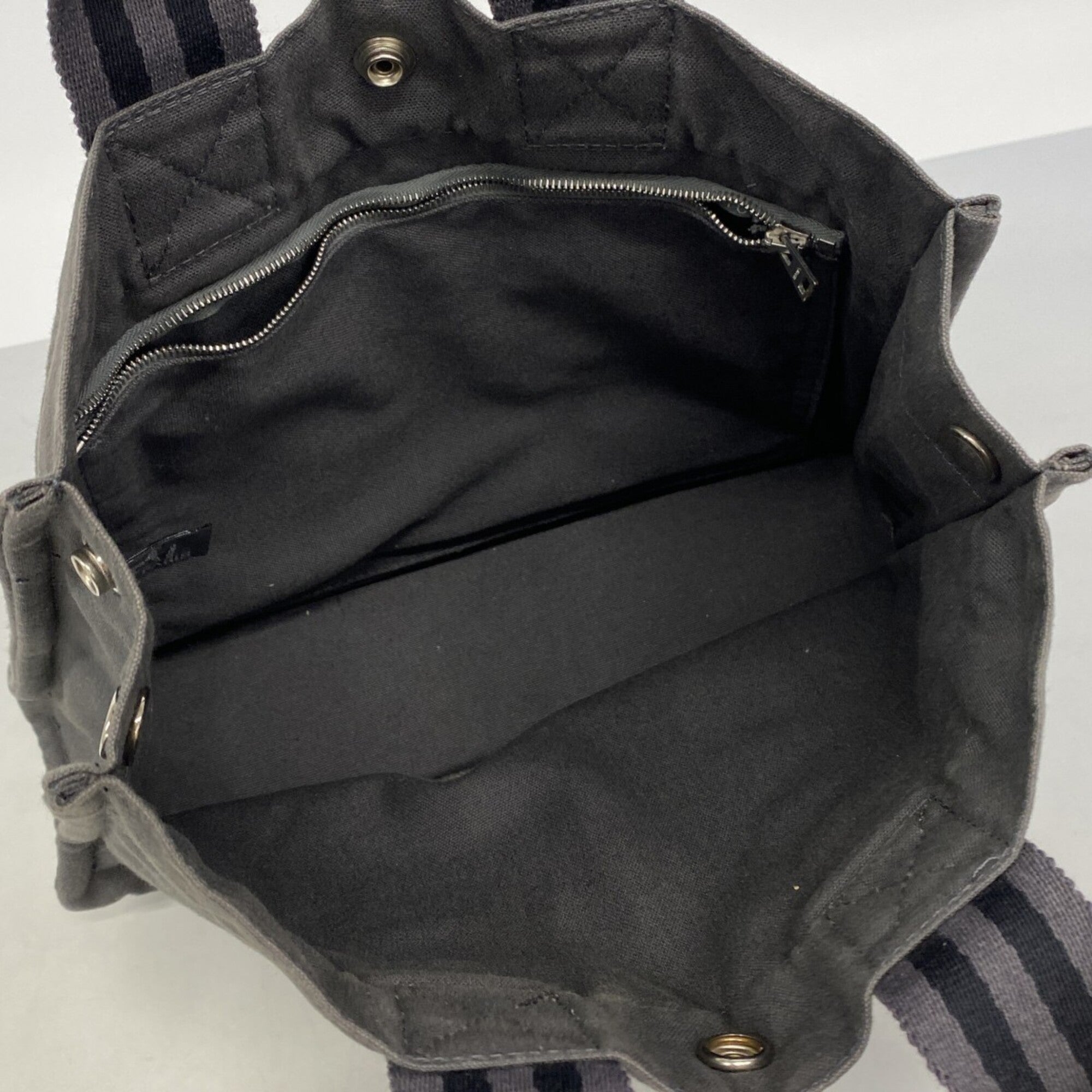 Hermes Gray Canvas Handbag (Pre-Owned)